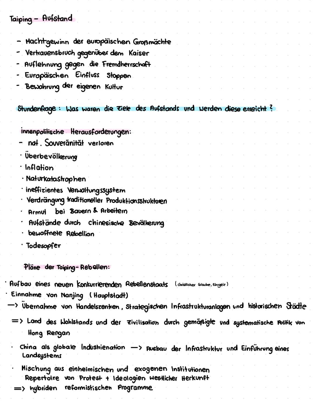 # Geschichte Lernzettel
Selbstverständnis und Weltbild der Chinesen
- Zivilisationsstaat
- Kaiser als Himmelssohn „Vom Himmel gesandt"
- L