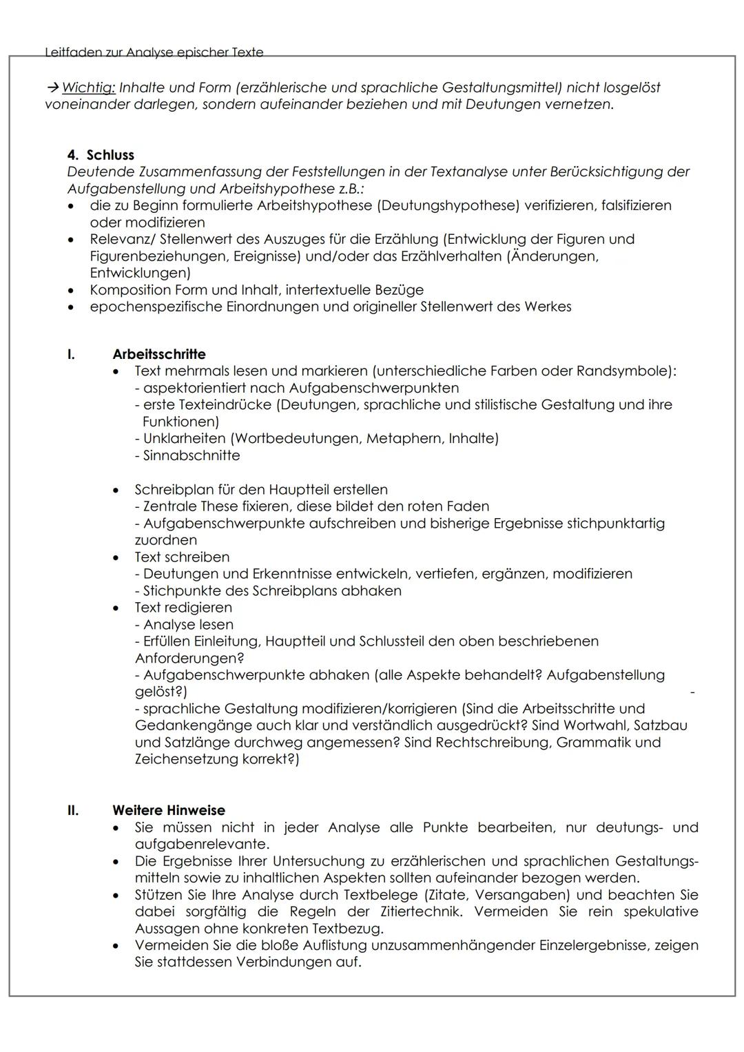 # Leitfaden zur Analyse epischer Texte.
Leitfaden zur Analyse epischer Texte
1. Einleitung
- Formalangaben: Autor, Titel, Entstehungs-/Ers