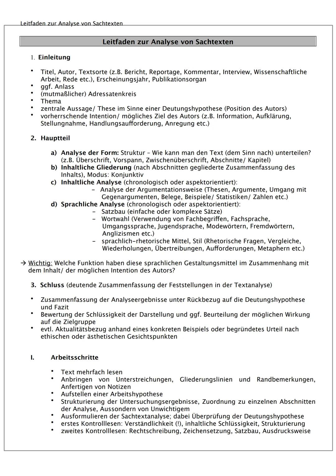 # Leitfaden zur Analyse epischer Texte.
Leitfaden zur Analyse epischer Texte
1. Einleitung
- Formalangaben: Autor, Titel, Entstehungs-/Ers