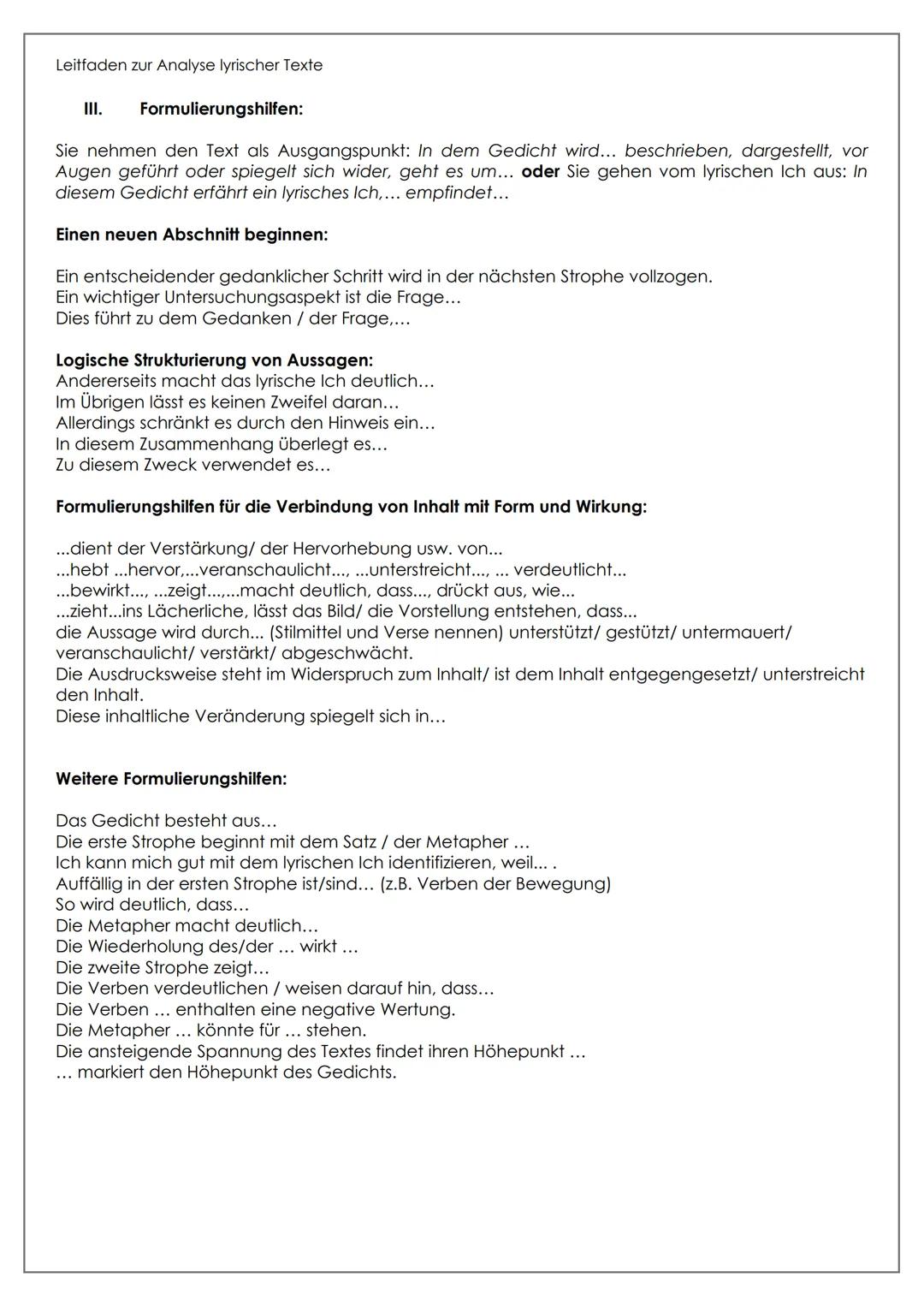# Leitfaden zur Analyse epischer Texte.
Leitfaden zur Analyse epischer Texte
1. Einleitung
- Formalangaben: Autor, Titel, Entstehungs-/Ers