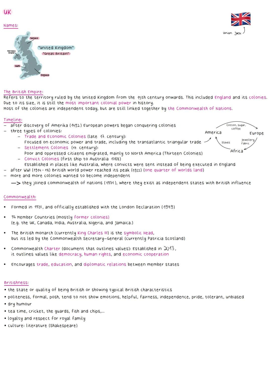 # UK
Names:
"United Kingdom"
"Great Britain"
England
union Jack)
The British Empire:
Refers to the territory ruled by the united King