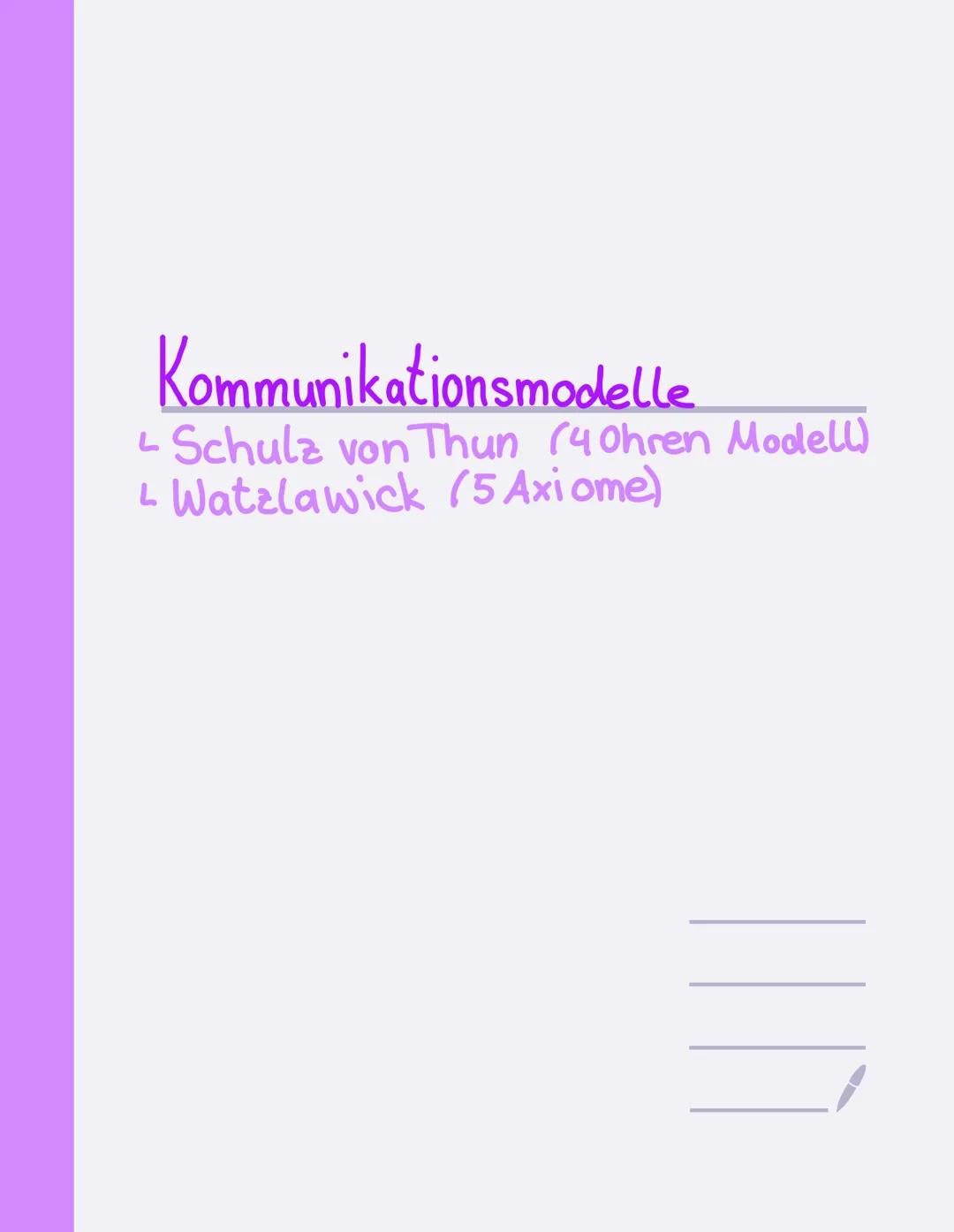 # Kommunikationsmodelle
- Schulz von Thun (4 Ohren Modell)
- Watzlawick (5 Axiome) # SCHULZ VON THUN
Sachinhalt
Selbst-
kund-
gabe
Äußeru