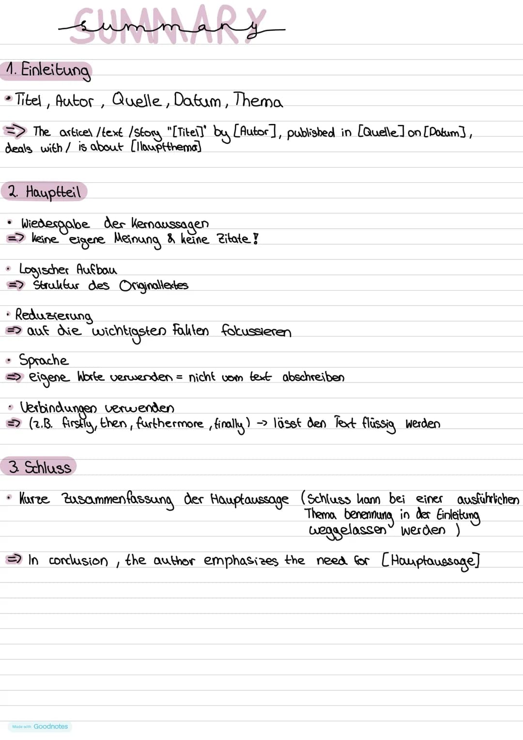 Summary Englisch – Seite 1