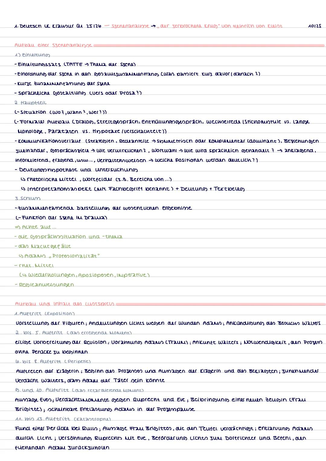 # Deutsch uk Klausur Q1 25 126 Szenenanzlme → „aur zerbrochene krug“ von Heinrich von Eint 10125
Aufbau einer sscnenandinoc
Einuitung.
-