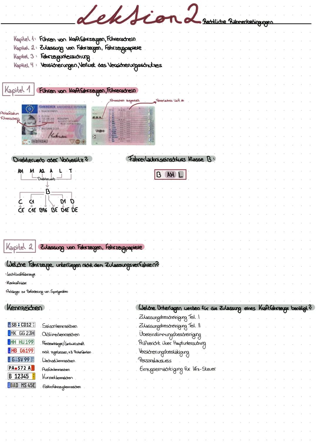# Notizen
Lektion 1+2
- Telefonieren nur mit Freisprechanlage aber bei ausgeschaltenen Molor
- 3-Skellige Schlüsselzahlen gelten nur in Inl