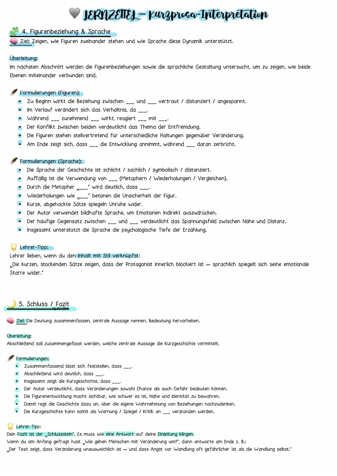 # JERNZETTEL- Kurzprosa-Interpretation
(Thema: Verwandlung / Beziehung / Erzählstrategie z. B. „Mikado" von Botho Strauß)
Aufbau
Der Fünfs