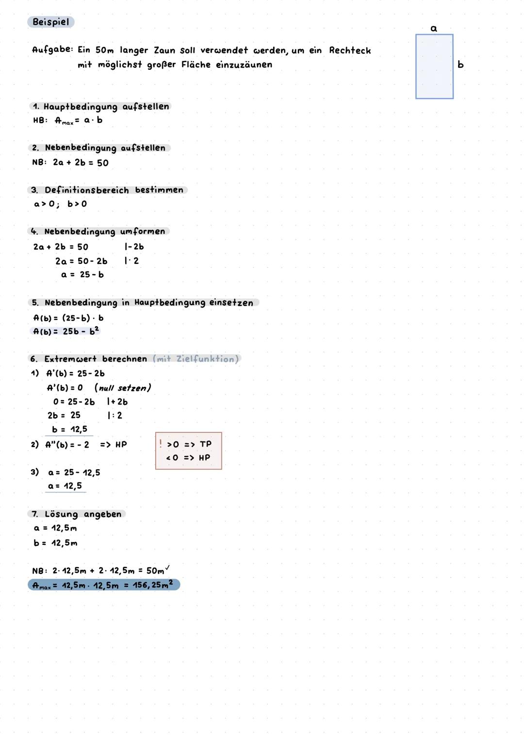 # Extremwertaufgaben
auch: Extremwertprobleme, Optimierungsaufgaben
Ein Extremwertproblem ist eine Frage-/Problemstellung, bei der es daru