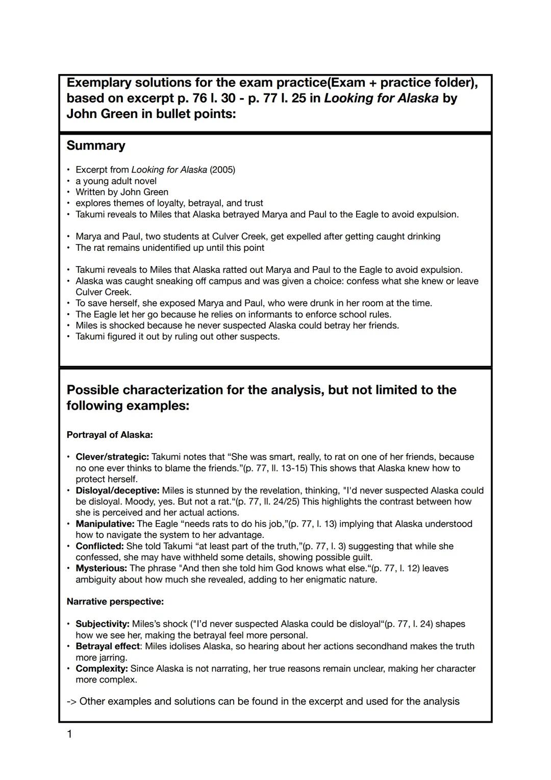 # Loouing
for
Alasya summars.
whole novel 1st person
understanding
Of
characterization, internal monologue.
narcavor (miles): limited view -