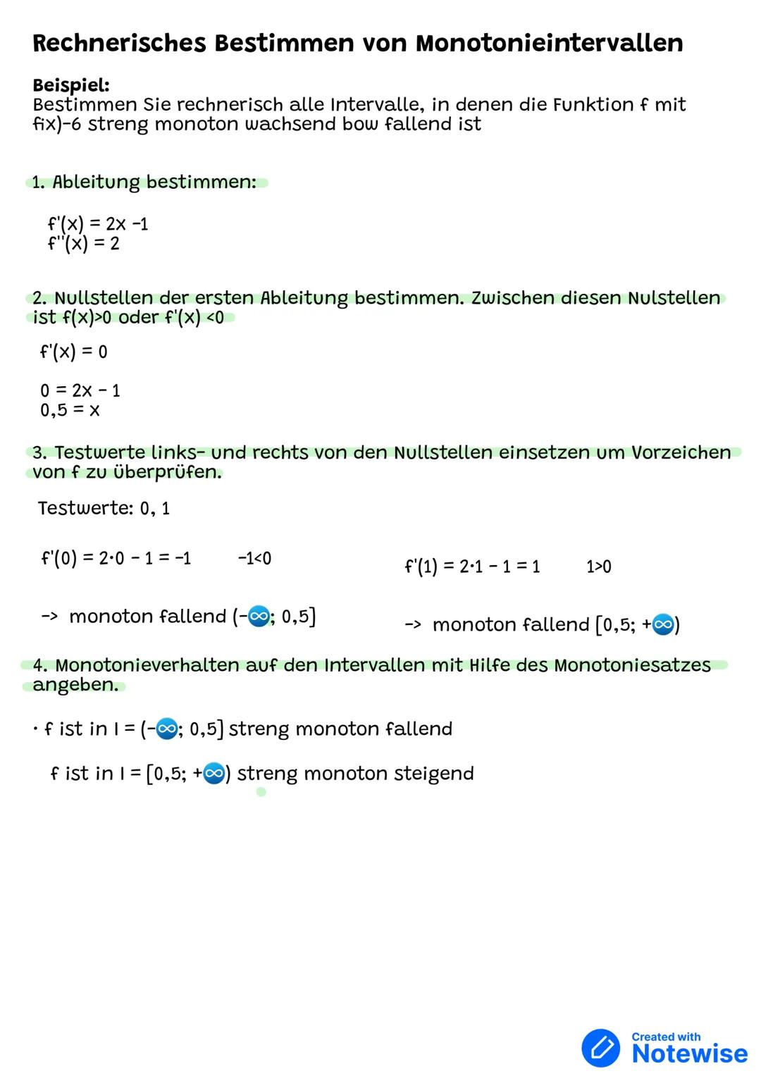 # Monotonie
I = Intervall
I II III IV