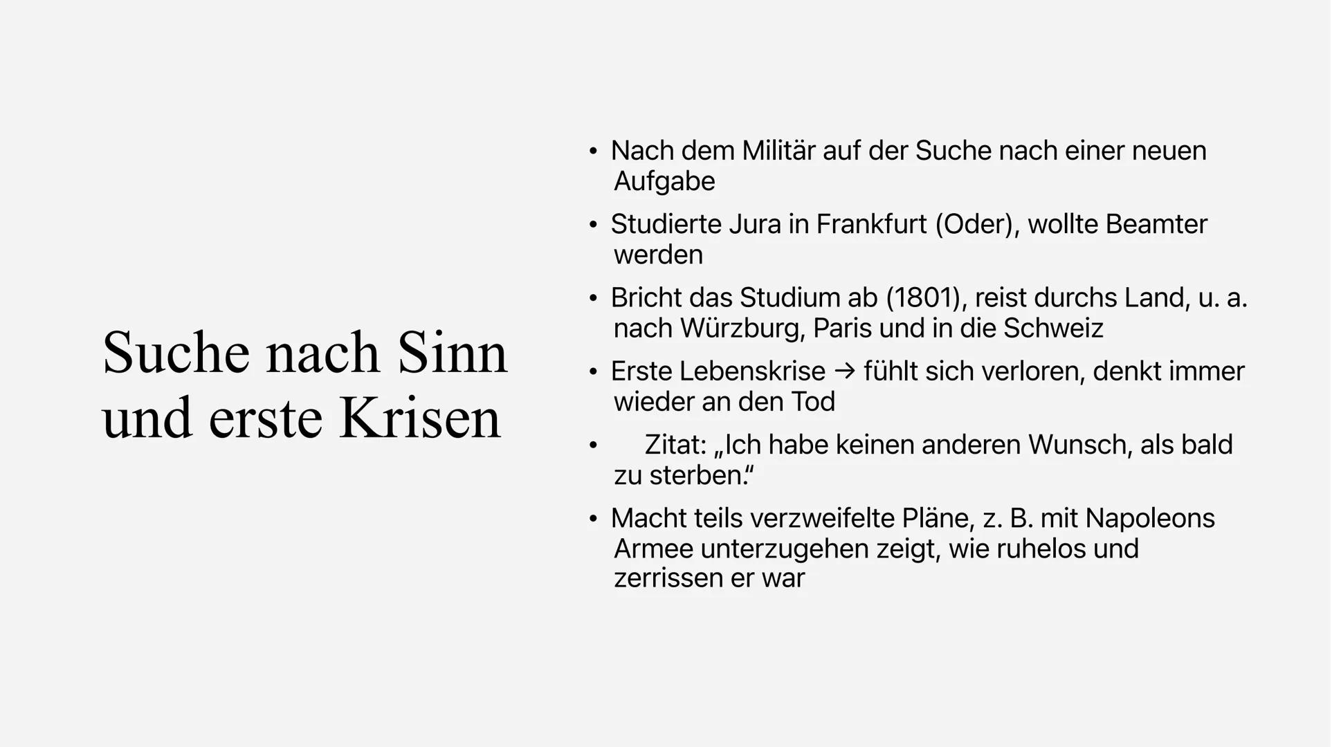 Heinrich vom Kleist Inhaltsverzeichnis
• Biografie
• Suche nach Sinn und erste Krisen
• Kleist als Schriftsteller
• Wichtige Themen in Klei