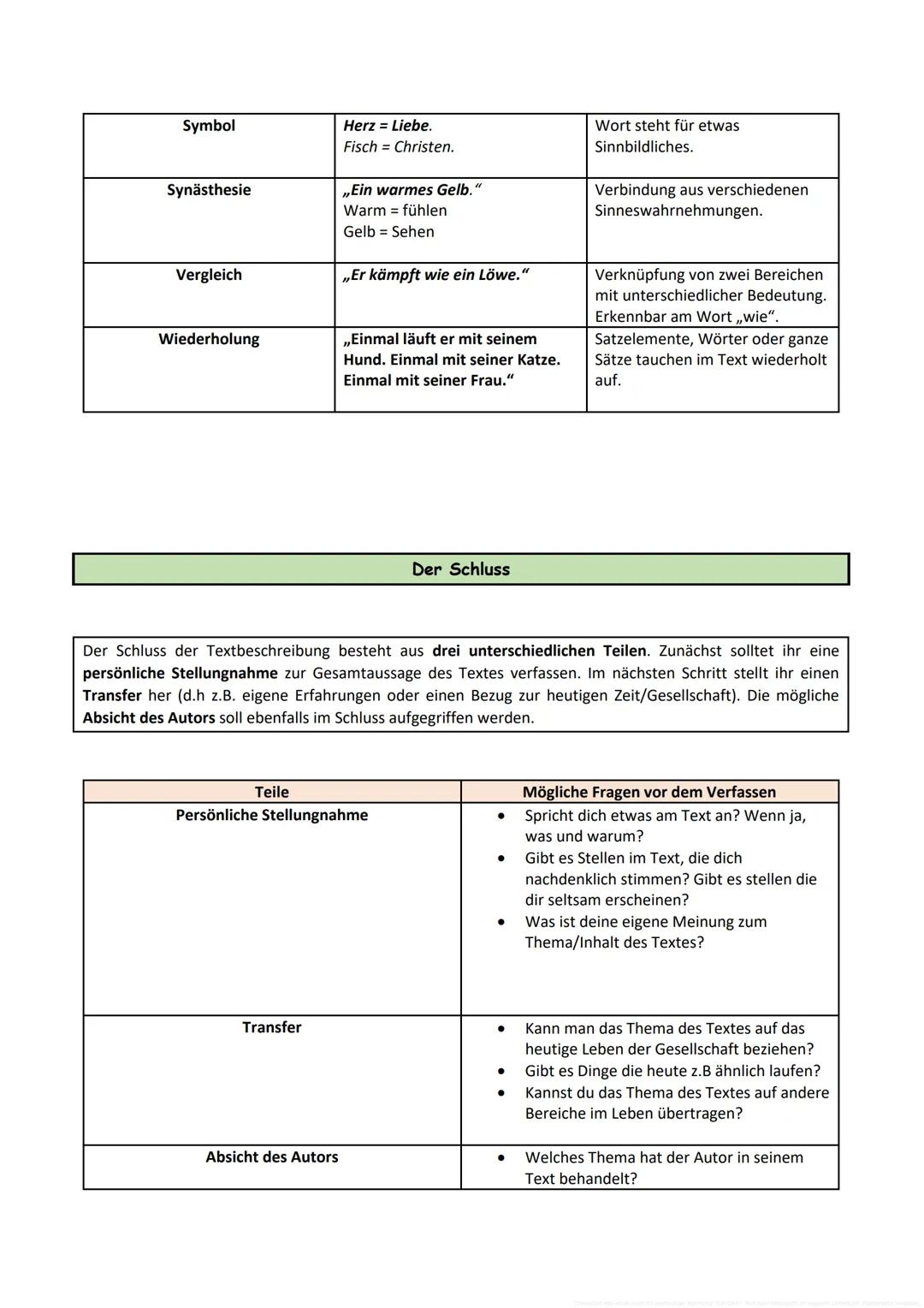 # Textbeschreibung Prosa
Die Textbeschreibung Prosa besteht aus drei Teilen: Einleitung, Hauptteil und Schluss.
In jedem dieser Teile werd