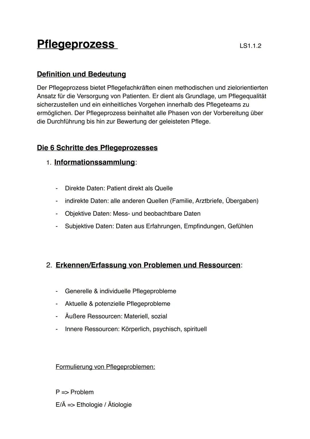 # Pflegeprozess
LS1.1.2
## Definition und Bedeutung
Der Pflegeprozess bietet Pflegefachkräften einen methodischen und zielorientierten
An