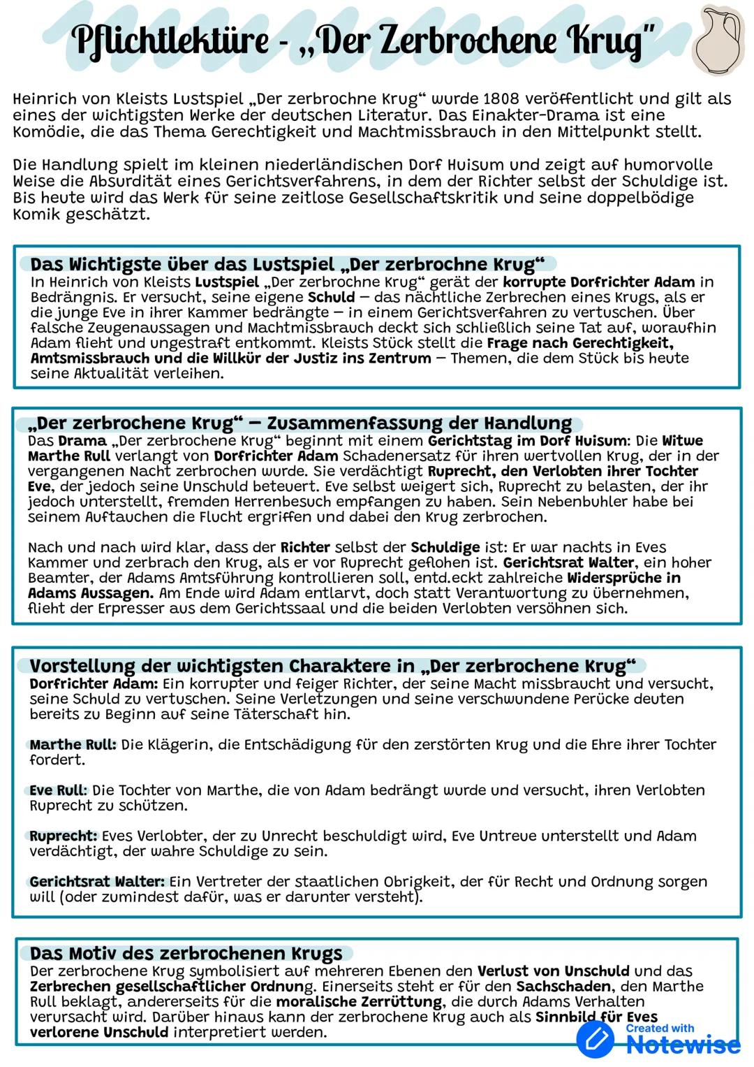 der Zerbrochene Krug (das Wichtigste zusammengefasst) - Pflichtlektüre