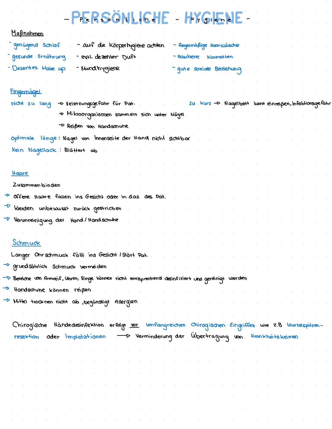 -HYGIENE-
Definition
$\\Rightarrow$ Gesundheit ... Zustand võlligen körperlichen, geistigen, seelischen und Sozialen Wohlbefindens
$\\Rig