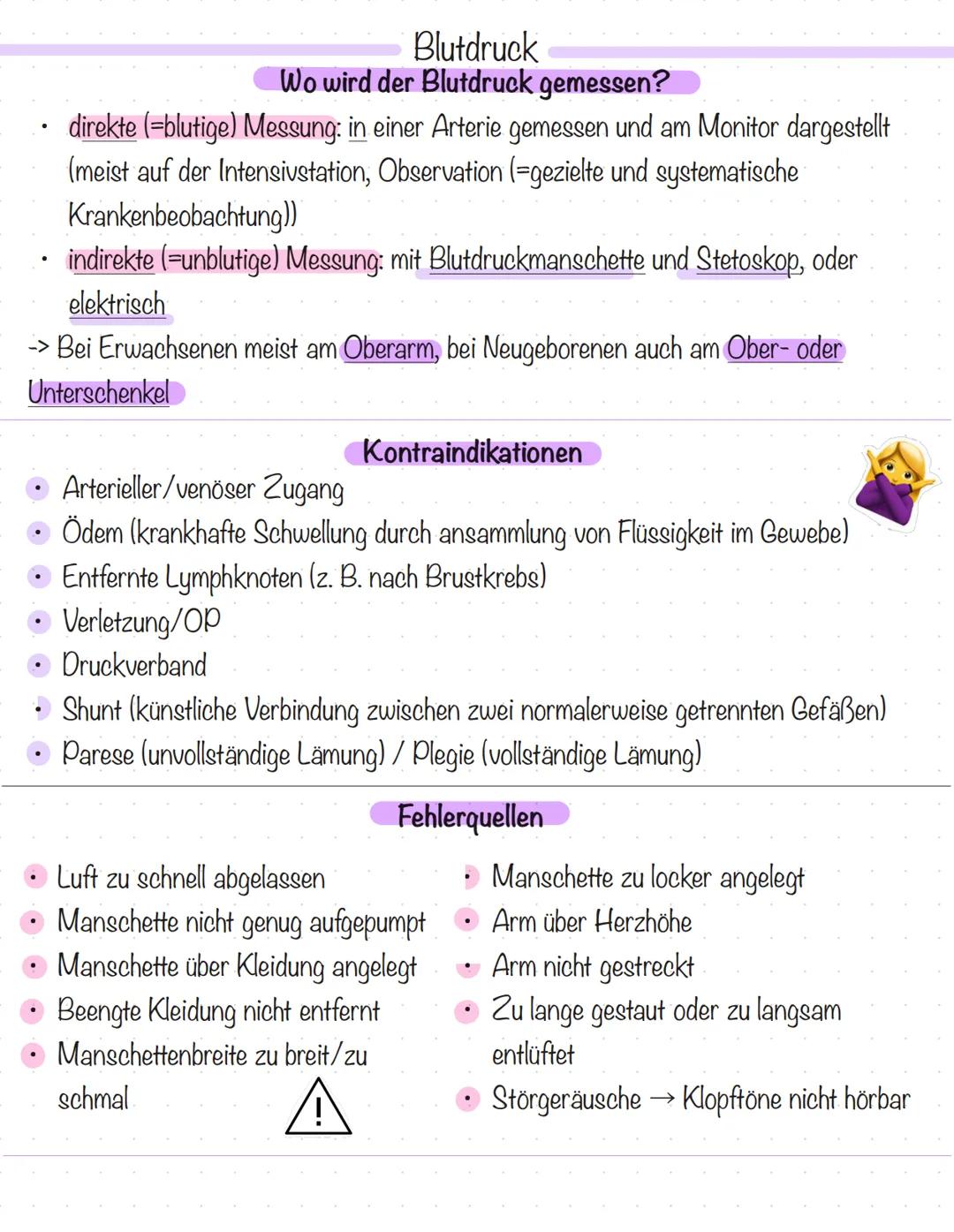 # VITALZEICHEN und HYGIENE
Puls
## Handlungskette Pulsmessung
| Handlungsschritt | Beschreibung |
| --- | --- |
| Vorbereitung | - Materi
