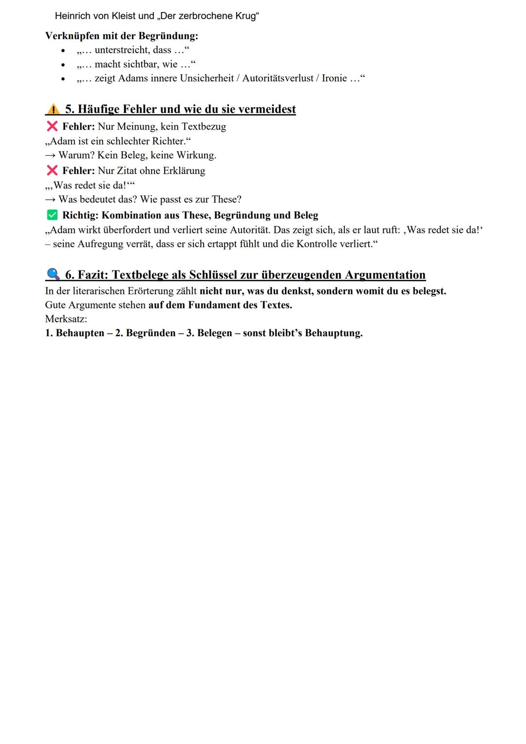 # Heinrich von Kleist und „Der zerbrochene Krug"
# Belege in der literarischen Erörterung:
## So argumentierst du überzeugend
(Beispiel: He