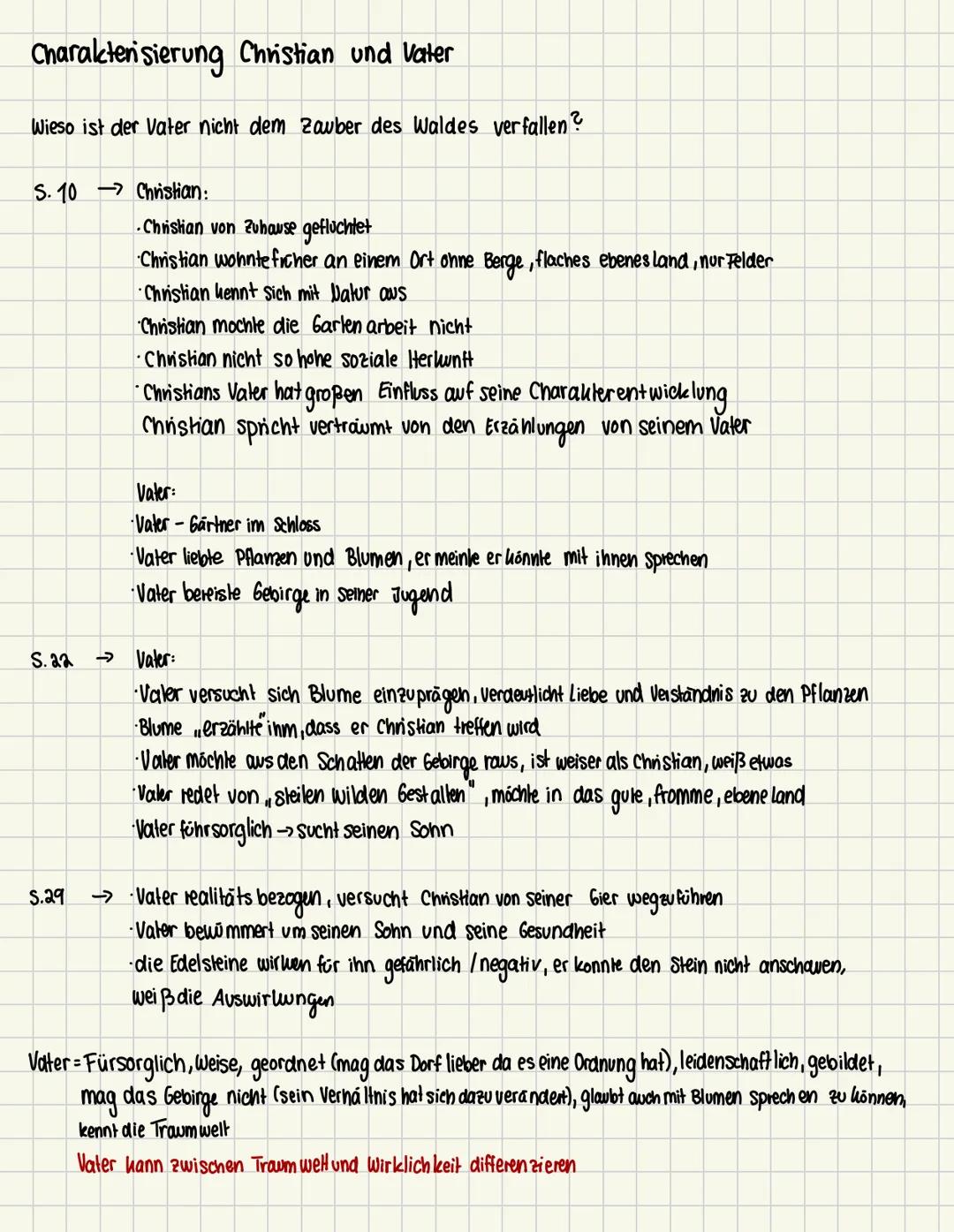Einordnungen in die zwei verschiedenen Welten:
Traum
- Der fremde im Gebirge (S.10)
- Der fremde im Dort (5.23)
↳weckt die Bier und Sehnsuc