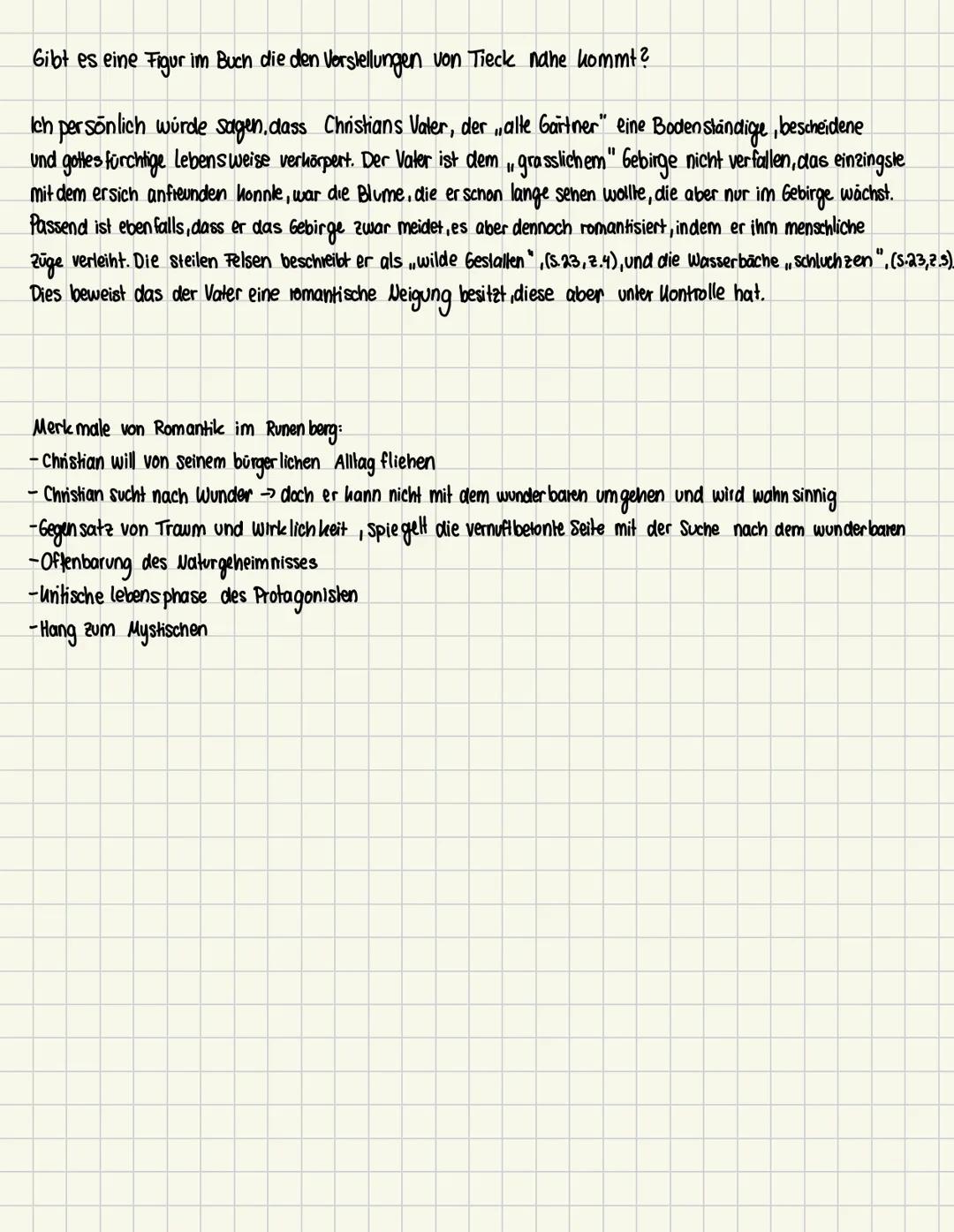 Einordnungen in die zwei verschiedenen Welten:
Traum
- Der fremde im Gebirge (S.10)
- Der fremde im Dort (5.23)
↳weckt die Bier und Sehnsuc