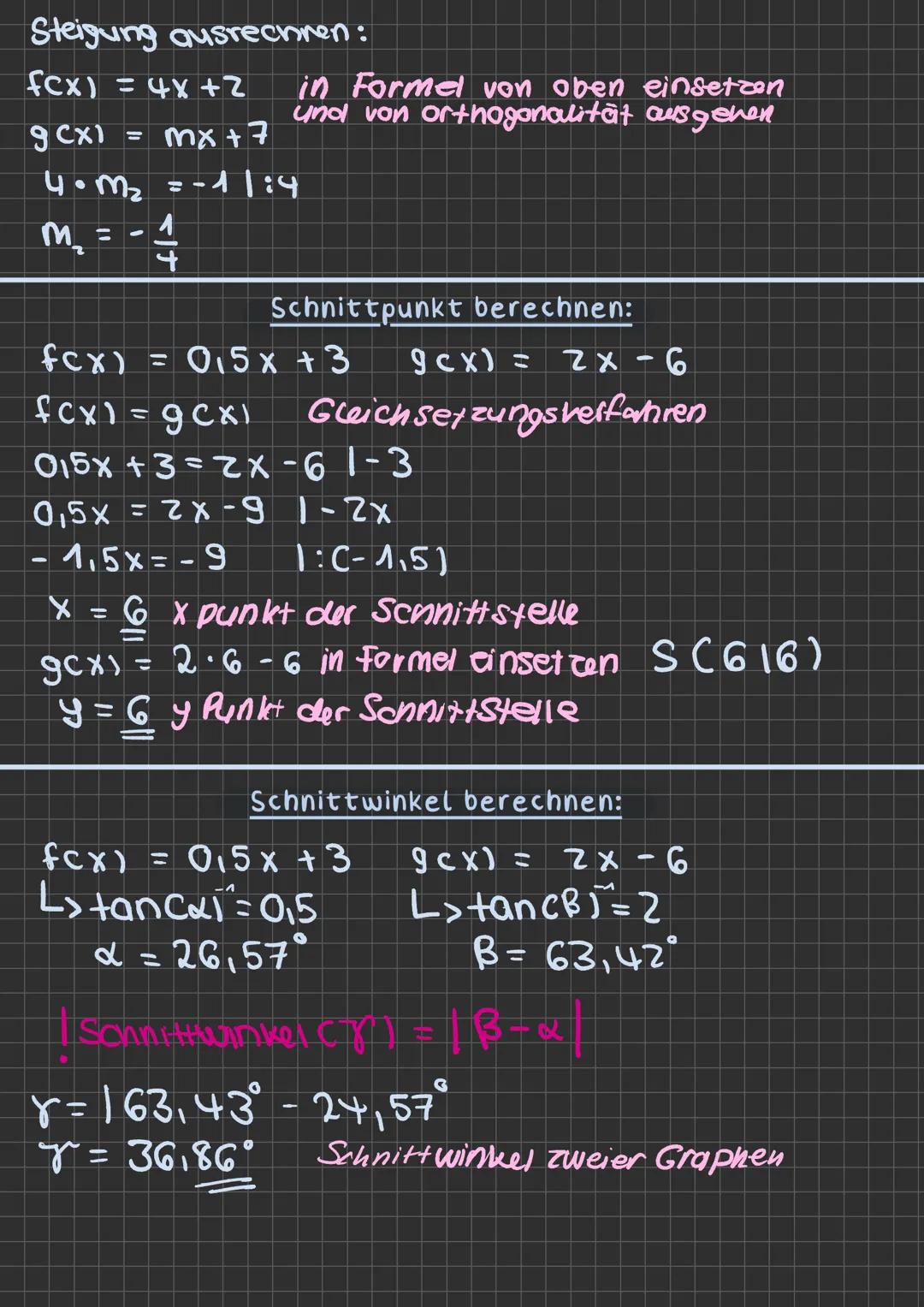 Klausur: 06.10.24
# Lineare Funktionen
Grade zeichnen:
!fcx1 = mx +
n = y-Achsenabschnitt COINI
m = Steigung
m>0
M<0
Steigungsdreiec