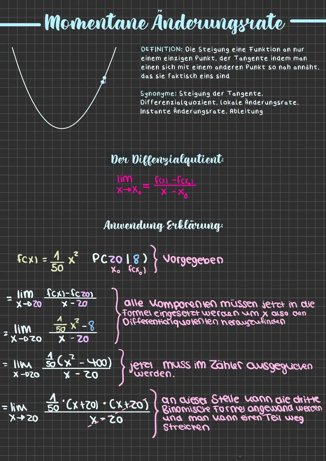 Klausur 18.12.24
# Mittlere Änderungsrate
Sekante
DEFINITION: Die Mittlere Änderungsrate
beschreibt die durchschnittliche
Änderungsrate ei