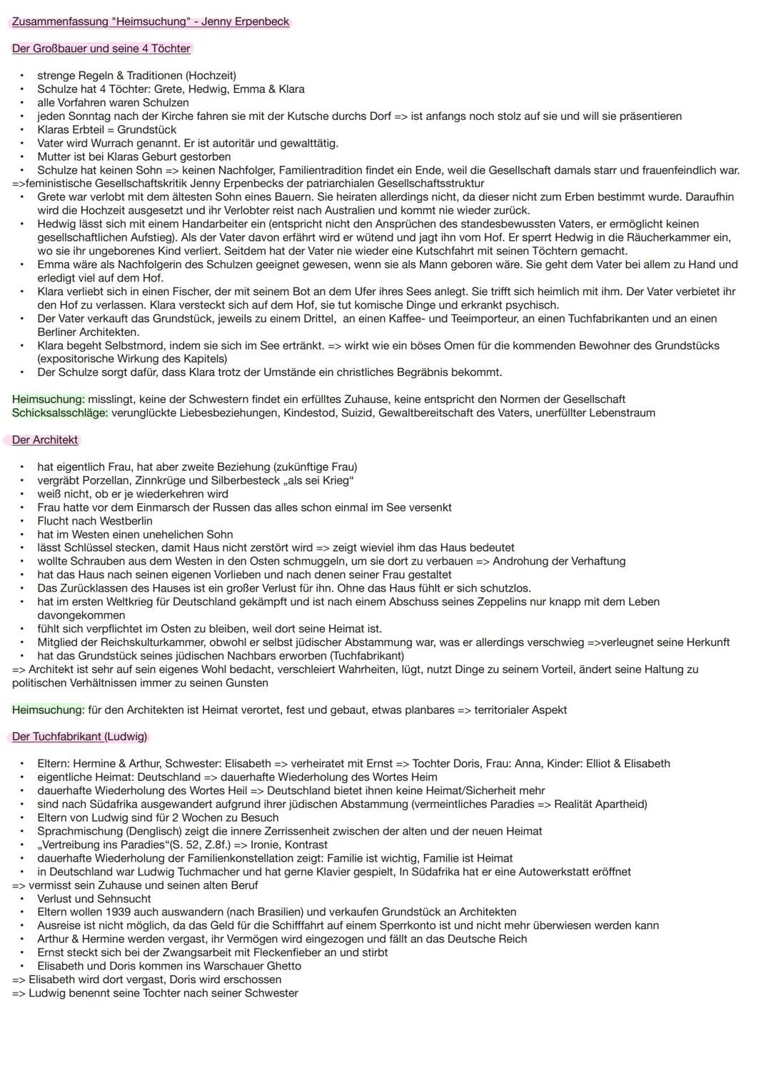 # Zusammenfassung "Heimsuchung" - Jenny Erpenbeck
Der Großbauer und seine 4 Töchter
- strenge Regeln & Traditionen (Hochzeit)
- Schulze ha