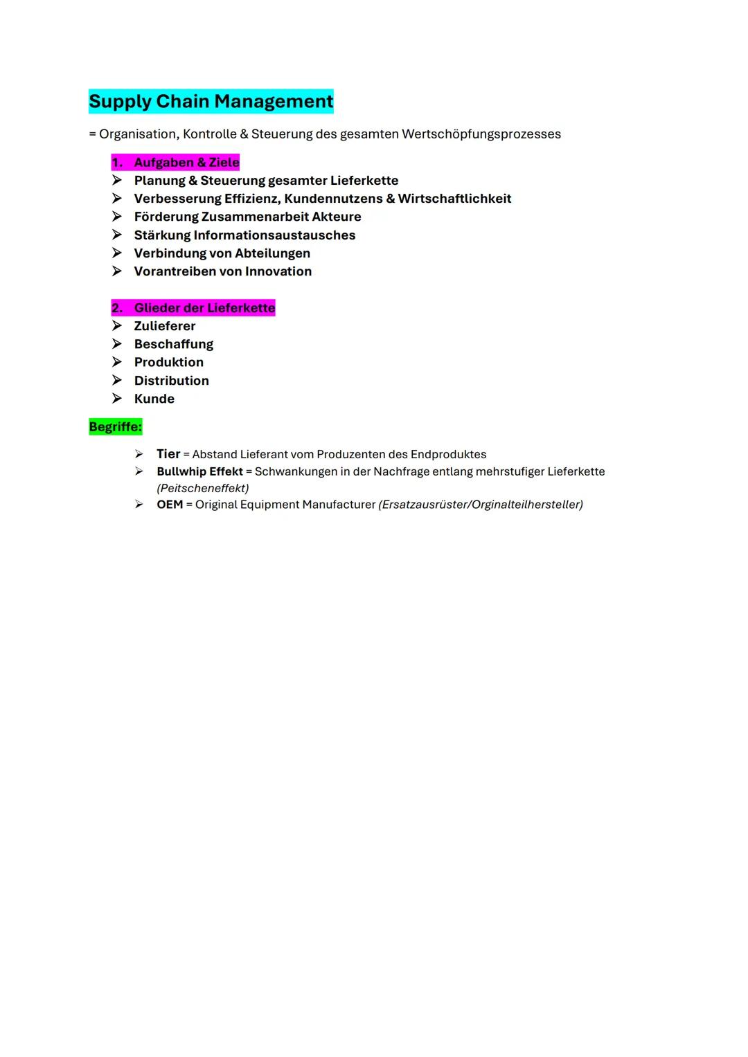 # Aufgaben Logistik
6 R's: das richtige Produkt, von der richtigen Menge, in der richtigen Qualität, zur richtigen
Zeit, am richtigen Ort u