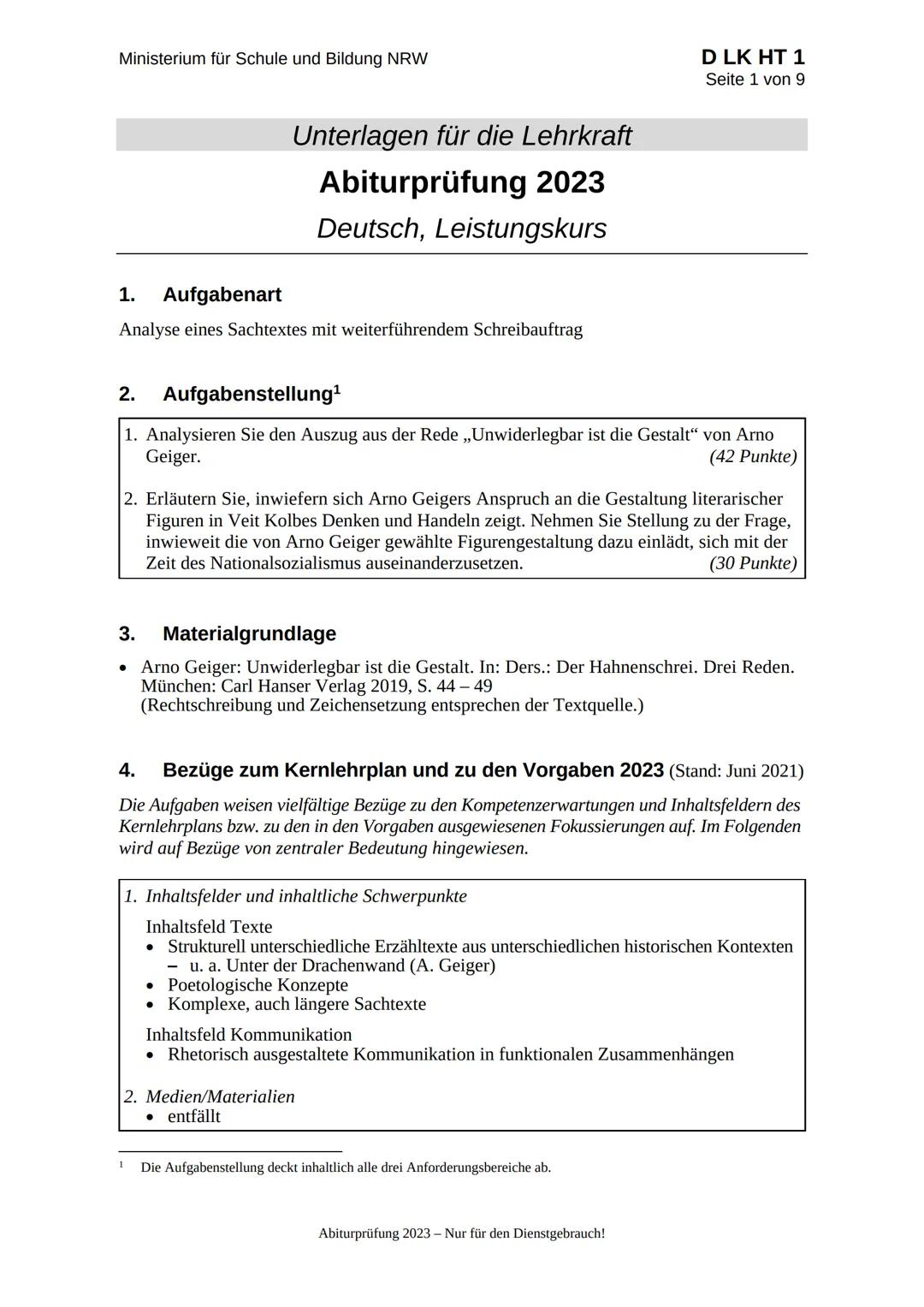 Ministerium für
Schule und Bildung
des Landes Nordrhein-Westfalen
D LK HT 1
Seite 1 von 3
Name:
Abiturprüfung 2023
Deutsch, Leistungskur