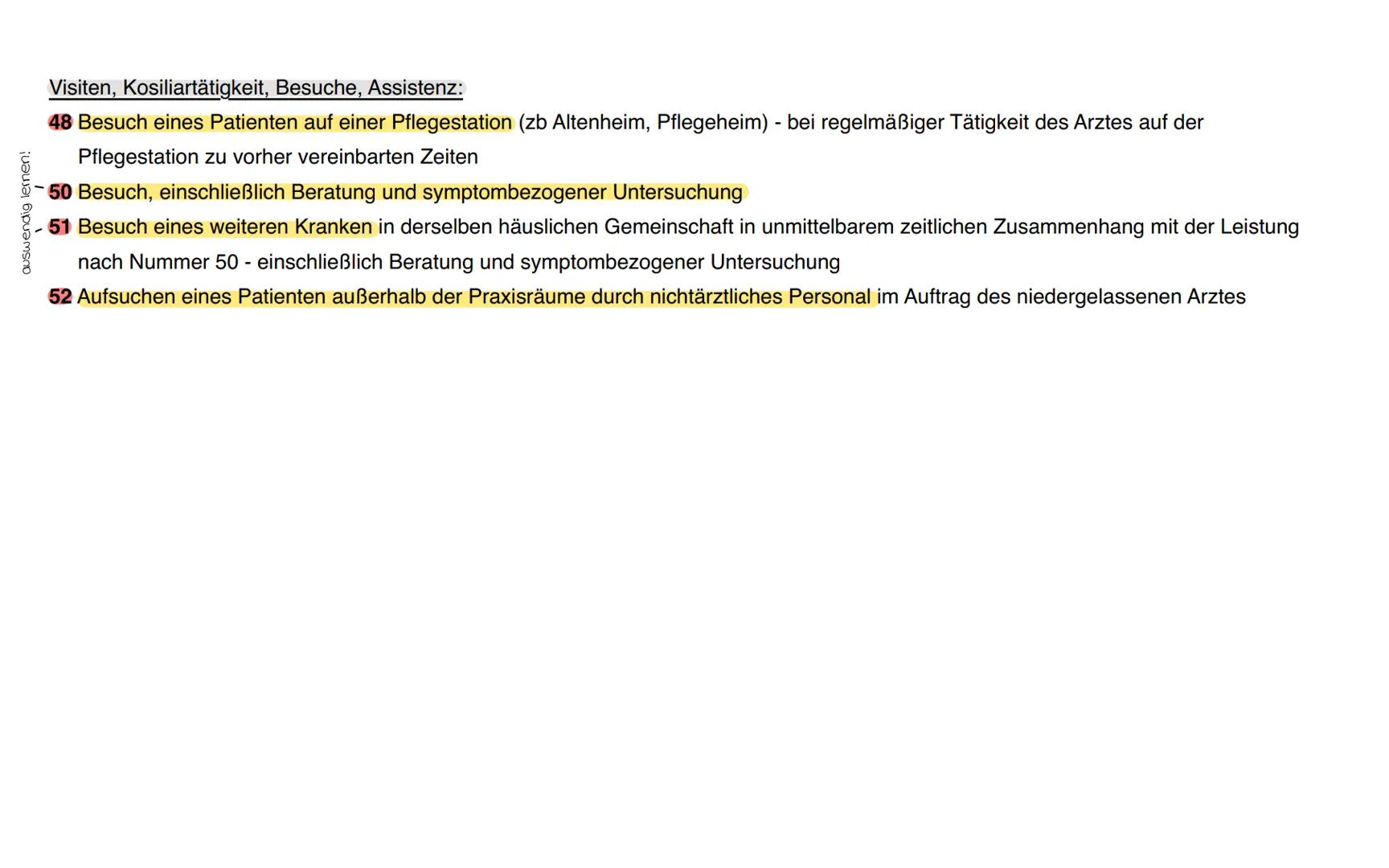 auswendig lernen!
# Abrechnung erbrachter Leistungen – GOÄ
Allgemeine Beratungen und Untersuchungen:
1 Beratung - auch mittels Fernspreche