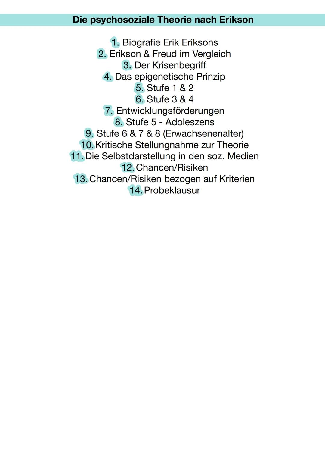Päda Lk Klausur
EW-LK1, Mo, 15.12.25, Raum: 3.21, Zeit: 09:50-12:35 (165 min), Kürzel: Rd Die psychosoziale Theorie nach Erikson
1. Biograf