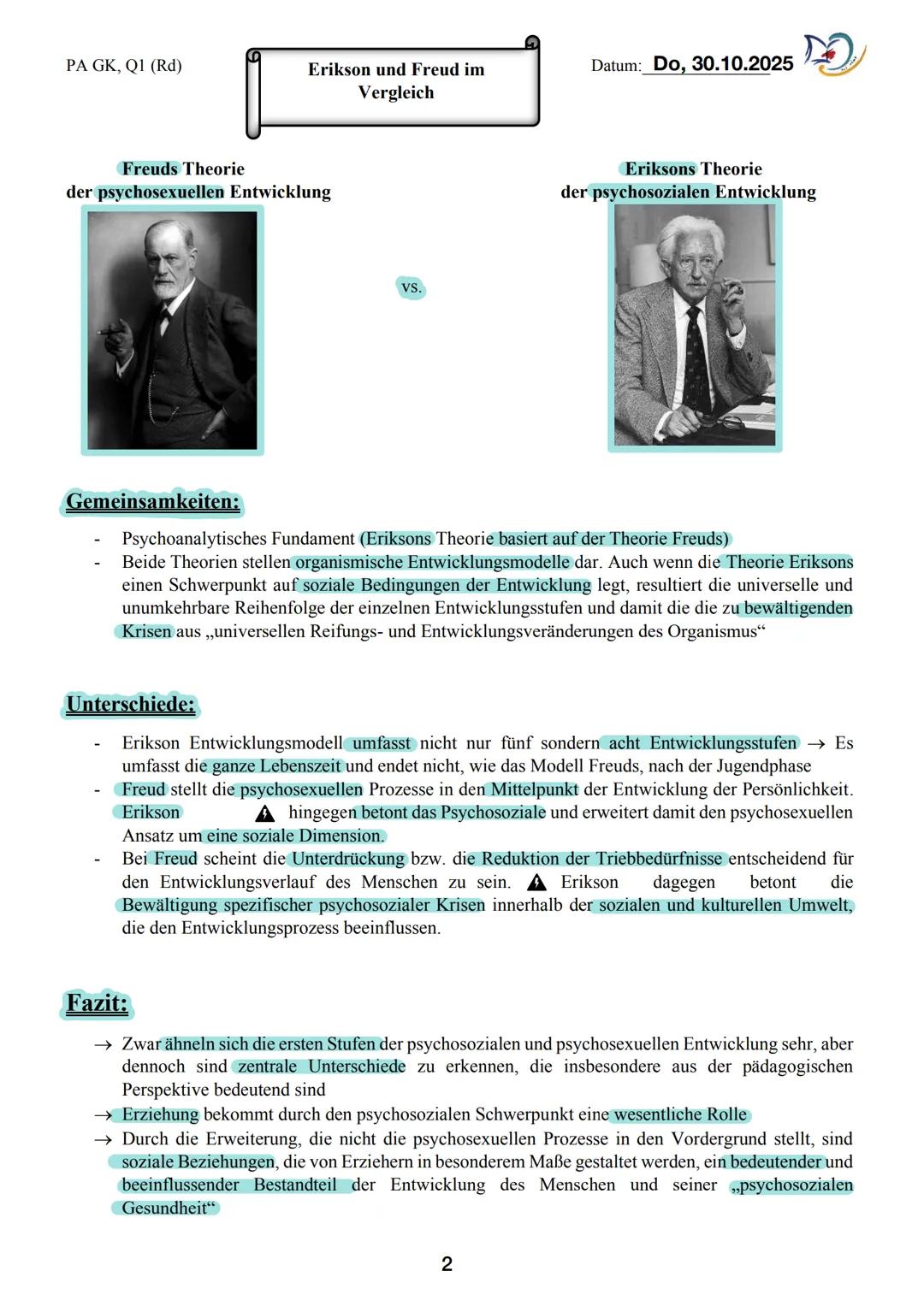 Päda Lk Klausur
EW-LK1, Mo, 15.12.25, Raum: 3.21, Zeit: 09:50-12:35 (165 min), Kürzel: Rd Die psychosoziale Theorie nach Erikson
1. Biograf