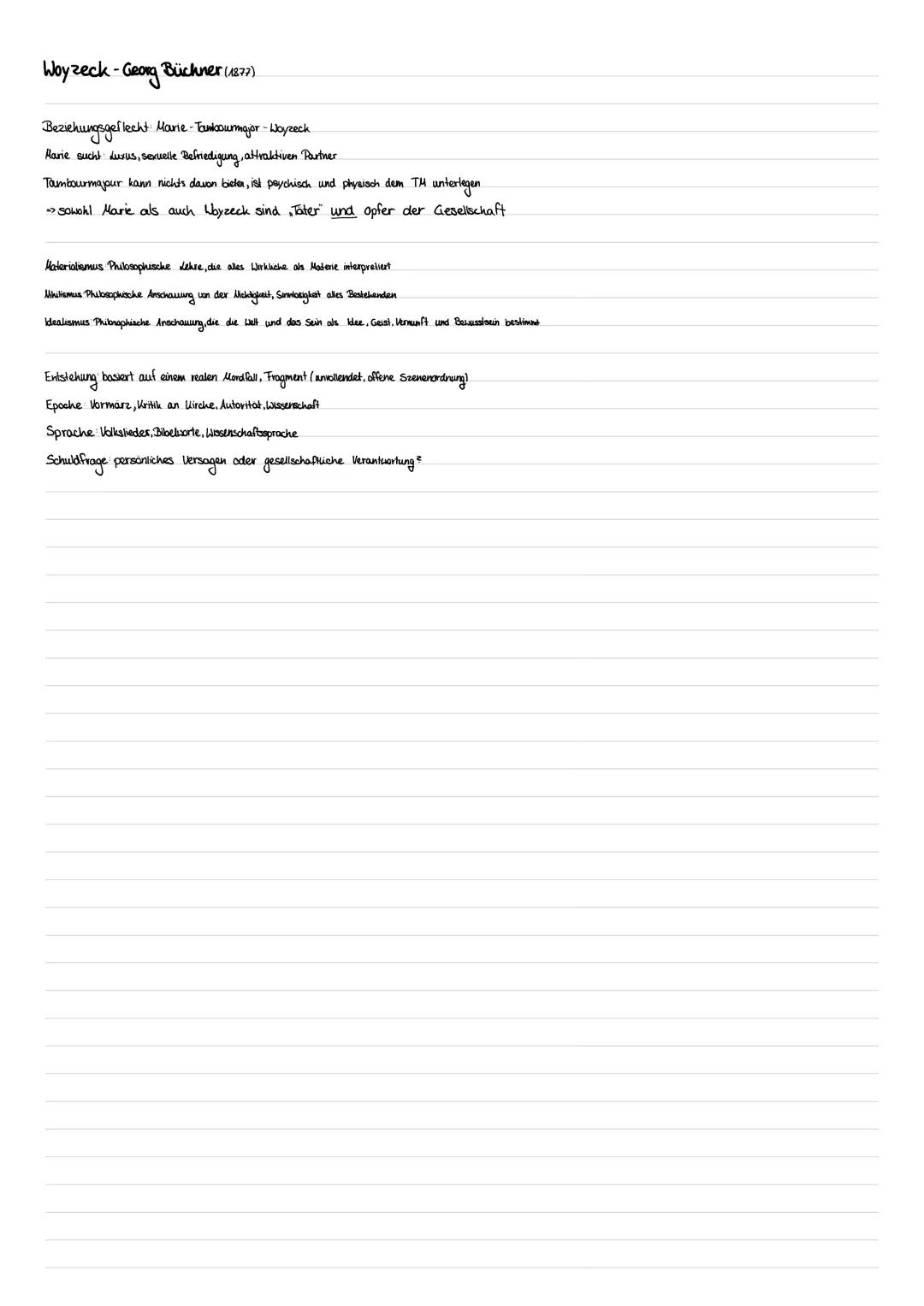 Woyzeck-Georg Büchner (1277)
J
handelt vom armen Soblat Tranz Woyzeck, der durch soziale Demidigung. Armut and psychische Belastungen in de