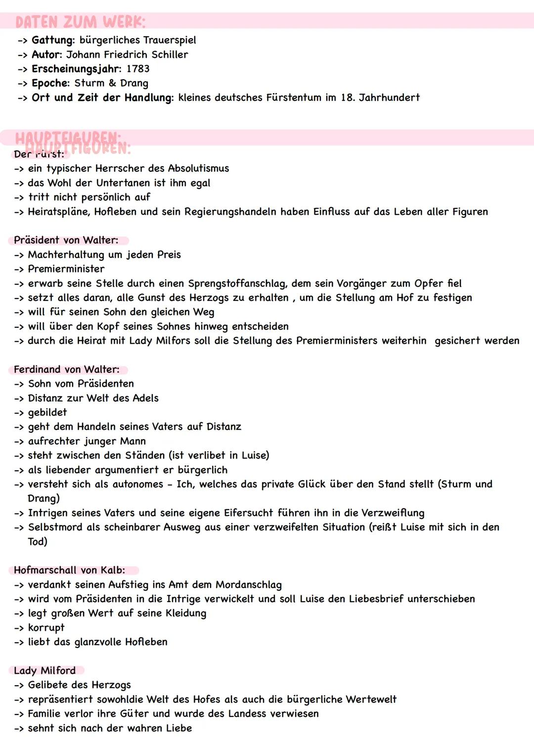 # KABALE UND LIEBE
* Daten zum Werk
* Hauptfiguren
* Inhalt
* Bezug zu heute
* Rolle der Frau + Patriarchat
=> überwiegendes ges