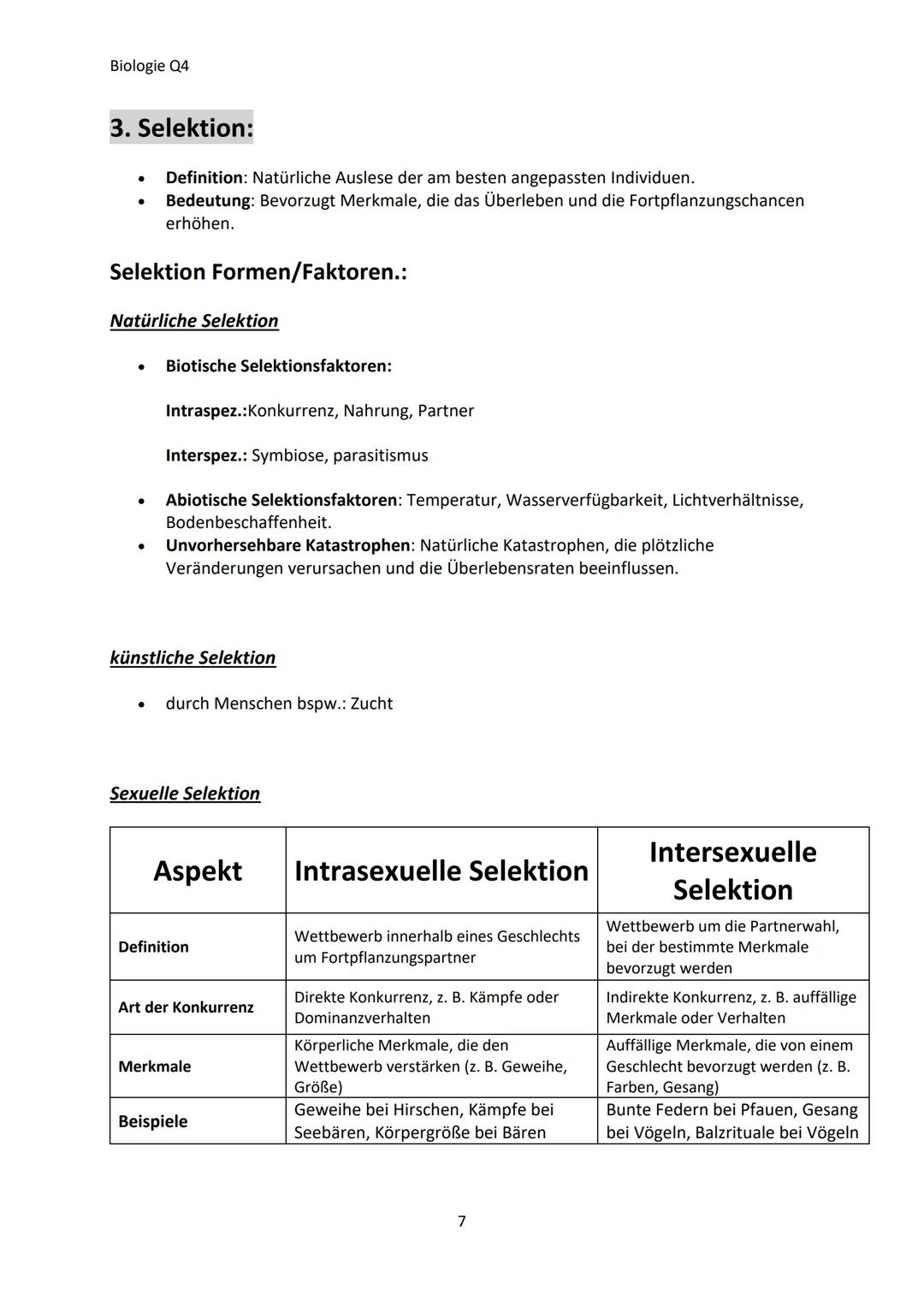Biologie Q4
Inhaltsangabe
- Evolutionstheorien............................................................................................