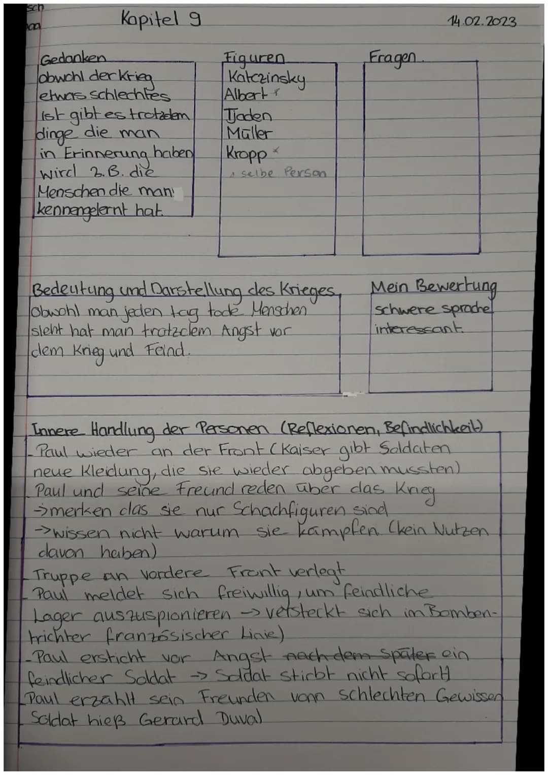 KIWI
Im
Erich Maria
Remarque
Westen
nichts
Neues
Roman # Kapitel 1
## Gedanken
- Krieg schmerzhafte Zeit.
- Menschen die nichts damit zutun