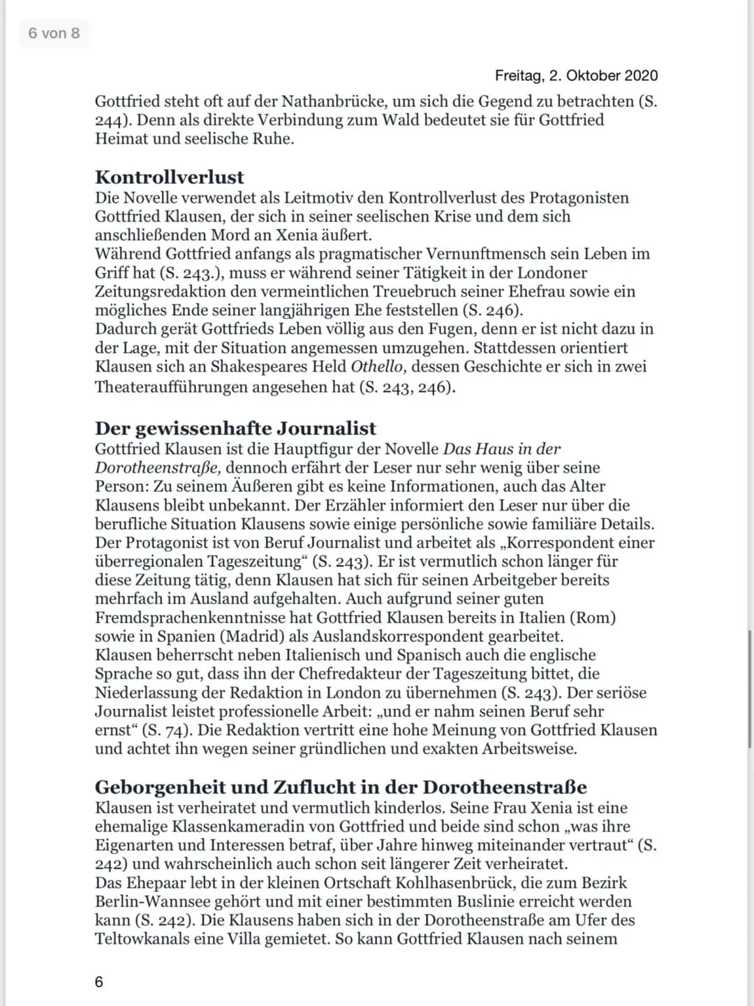 3 von 8
Freitag, 2. Oktober 2020
# Aufbau der Novelle
- Lange bezeichnet seinen in sechs Abschnitte gegliederten Text als Novelle.
- Der T