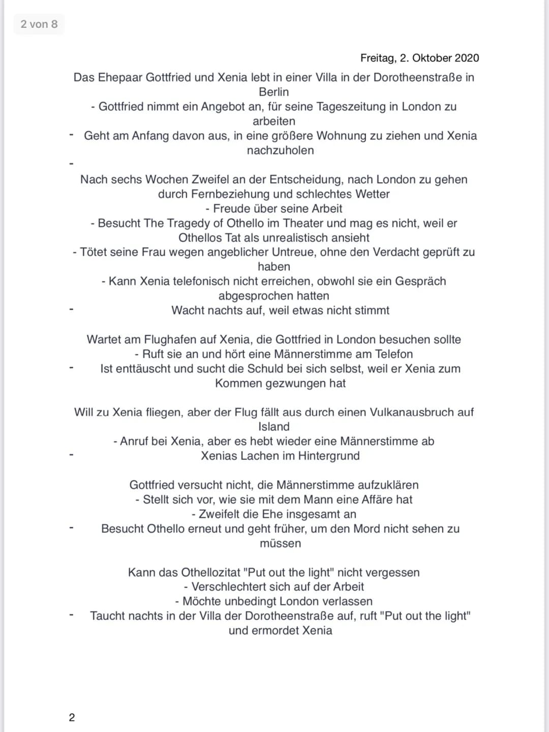 3 von 8
Freitag, 2. Oktober 2020
# Aufbau der Novelle
- Lange bezeichnet seinen in sechs Abschnitte gegliederten Text als Novelle.
- Der T