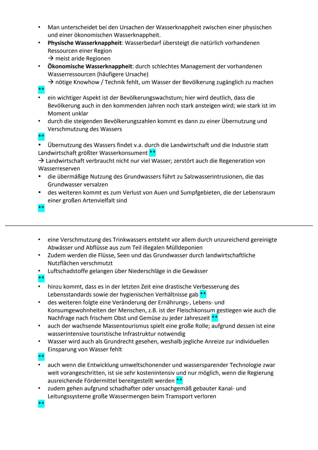 # Mündliche Prüfung
## WASSER - Eine elementare Ressource als Konfliktherd der Zukunft?
### Gliederung
1. Einstieg
- „The next war in the