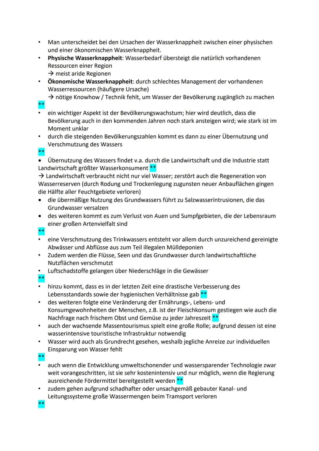 # Mündliche Prüfung
## WASSER - Eine elementare Ressource als Konfliktherd der Zukunft?
### Gliederung
1. Einstieg
- „The next war in the