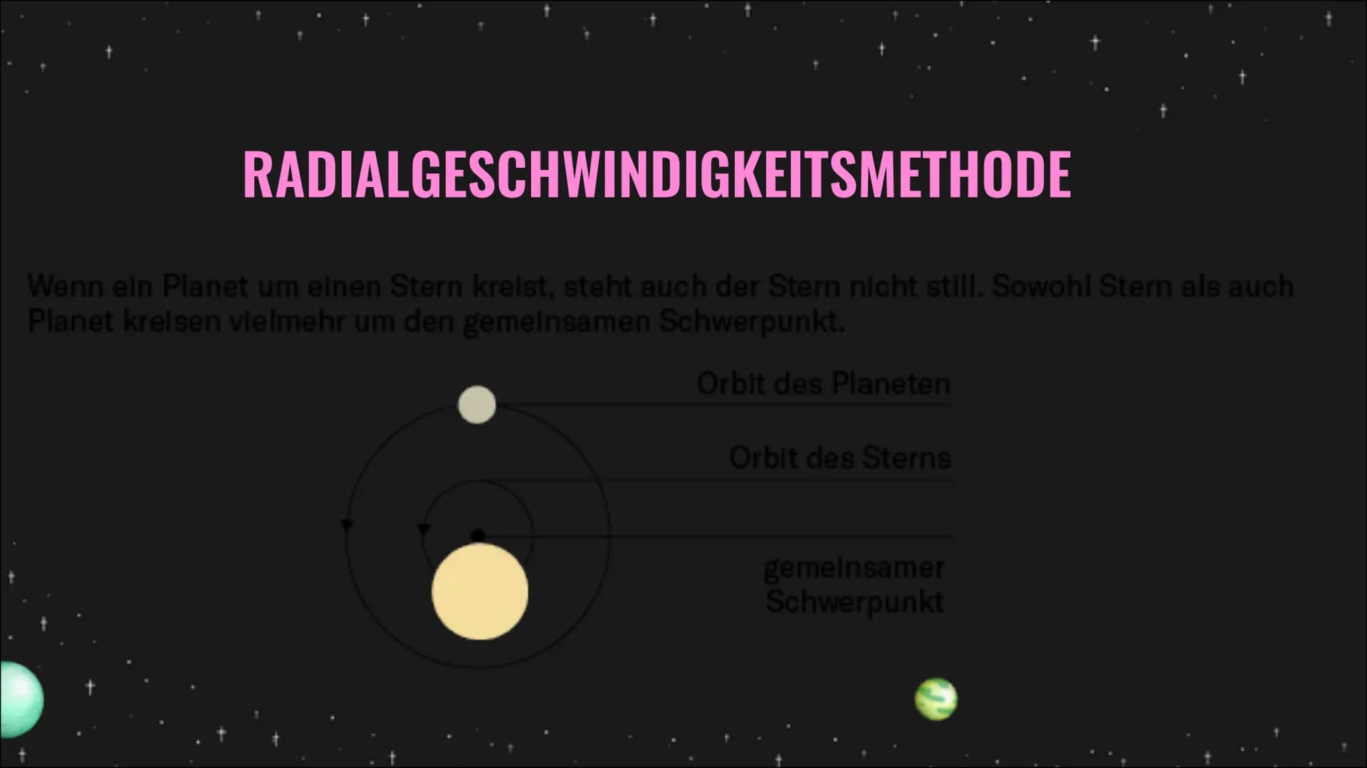 Extrasolare
Planeten # Definition :
- Extrasolare Planeten sind Planeten die sich außerhalb unseres Sonnensystems befinden
- „extra" = außer