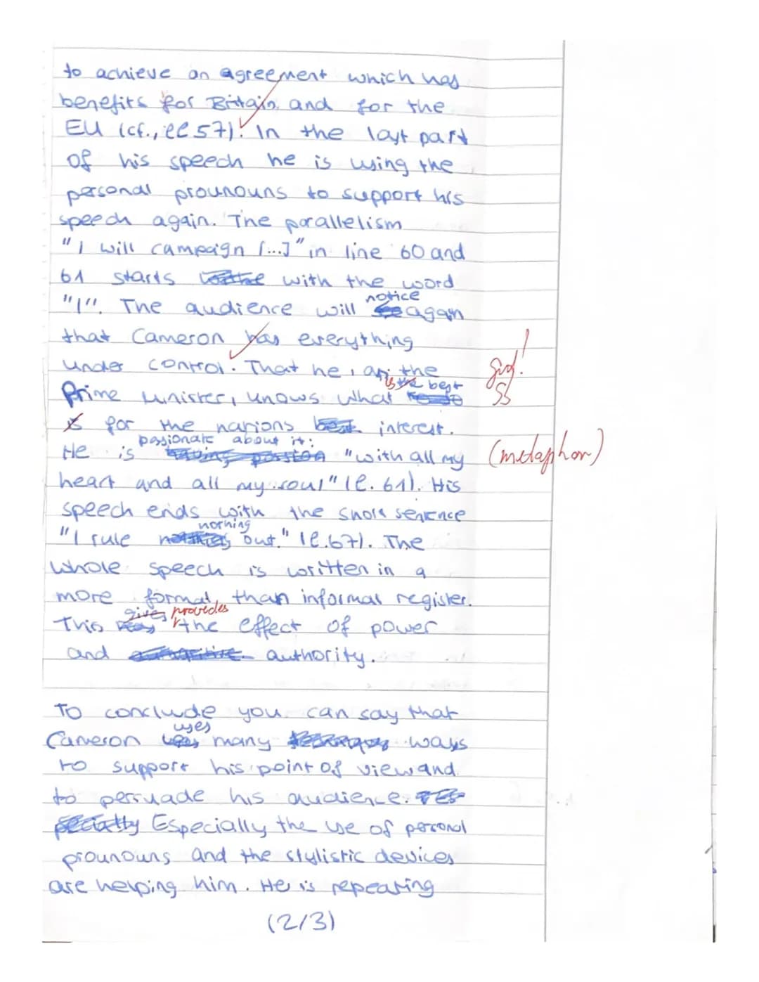 <h2>Aufgabenstellung Teil I</h2>
<h3>Summarize David Cameron's Characterization of the British and their Connection to the EU</h3>
<p>In hi