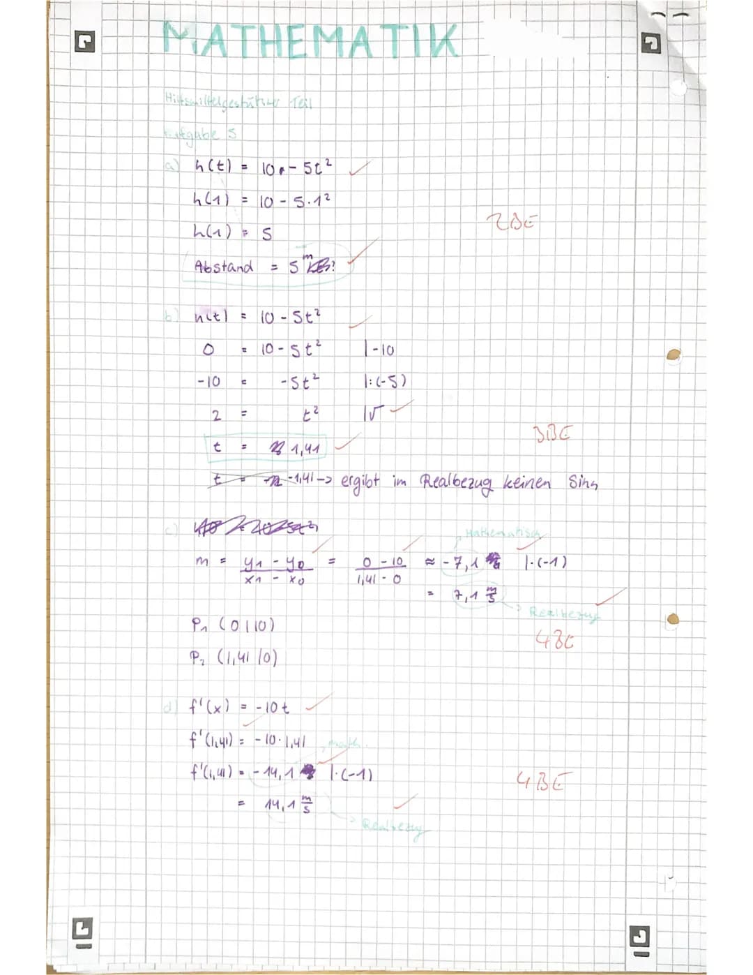 # MATHEMATIK
## Hilfsmittelgestützter Teil
### Aufgabe 4
a) $f(0)=3 \cdot 0^3 - 2.5 \cdot 0^2 + 3.0$
$f(x) = 0$
$f(0)=0$
$0 = \frac{1}{3}x^3