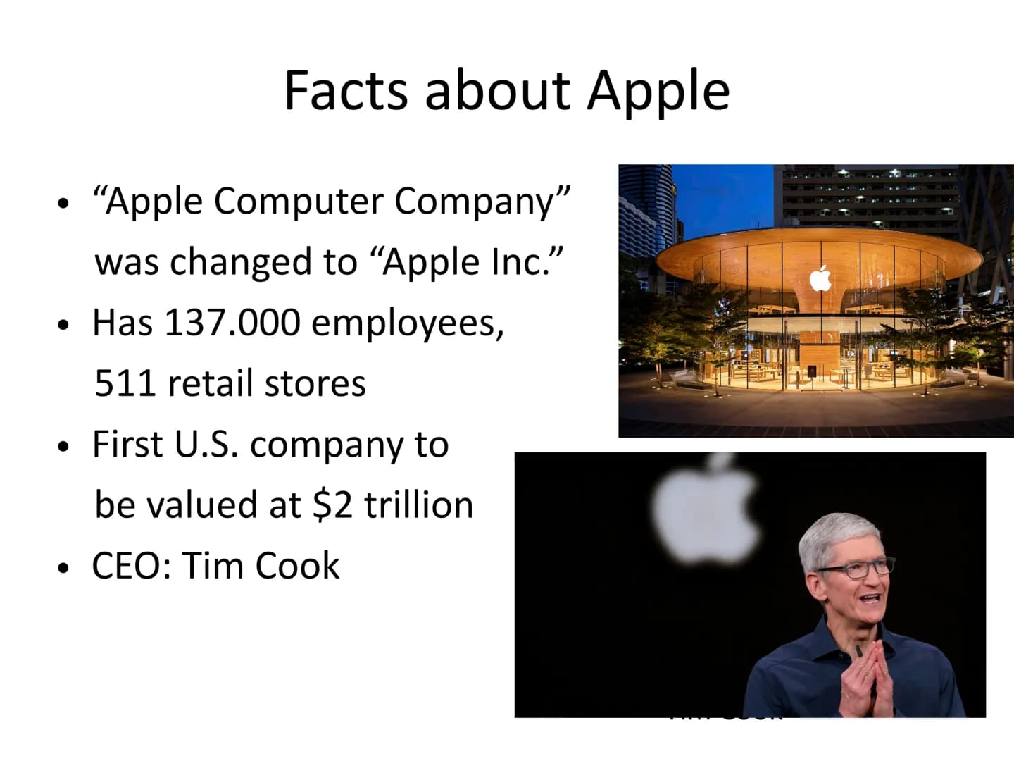 # Lecture
Hey guys,
Today I'll talk about Apple, but wait that isn't Apple, that's an Apple, but not Apple. Ah that's Apple.
Okay that's