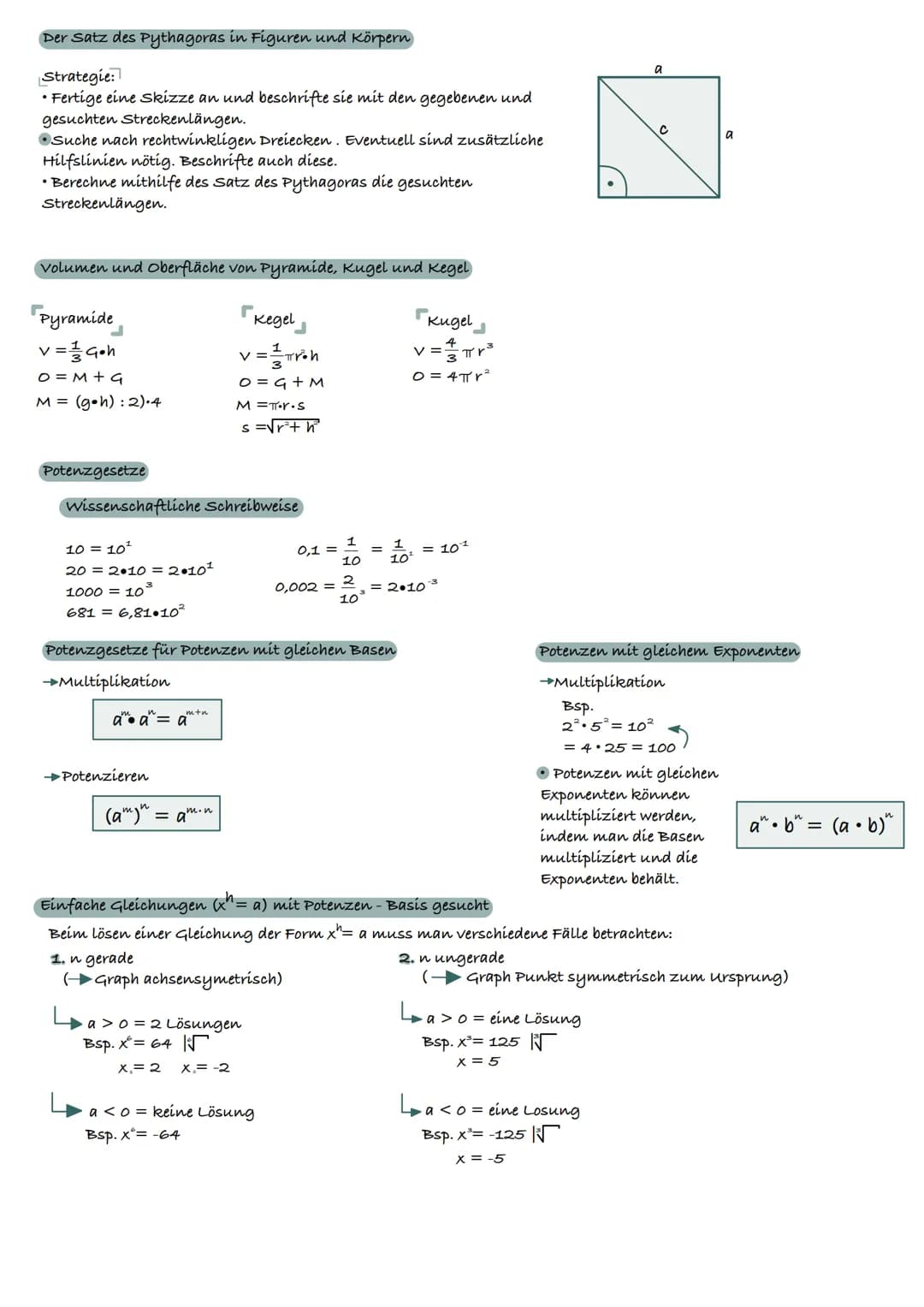 # Satz des Pythagoras
Kathete
Hypotenuse
Die Hypotenuse ist die längste Seite und liegt dem $90^{\circ}$ Winkel gegenüber
Kathete
Formel: $a