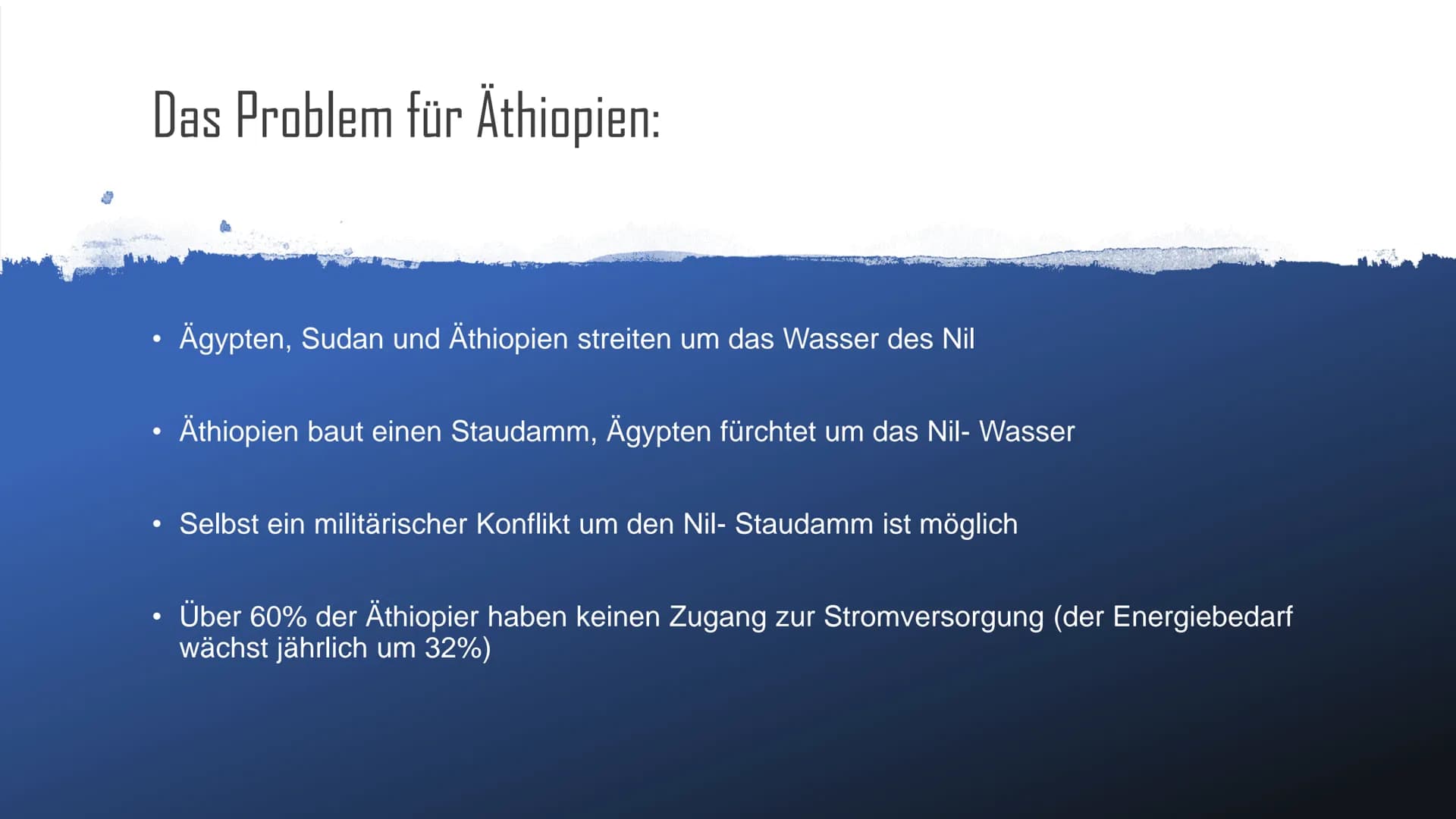 # Nil (Äthiopien)
Wasserpolitischen Hintergrund
Stephanie Mandernach Der Nil:
* längste Fluss der Welt (6671 km)
* stellt seid über 5000 J