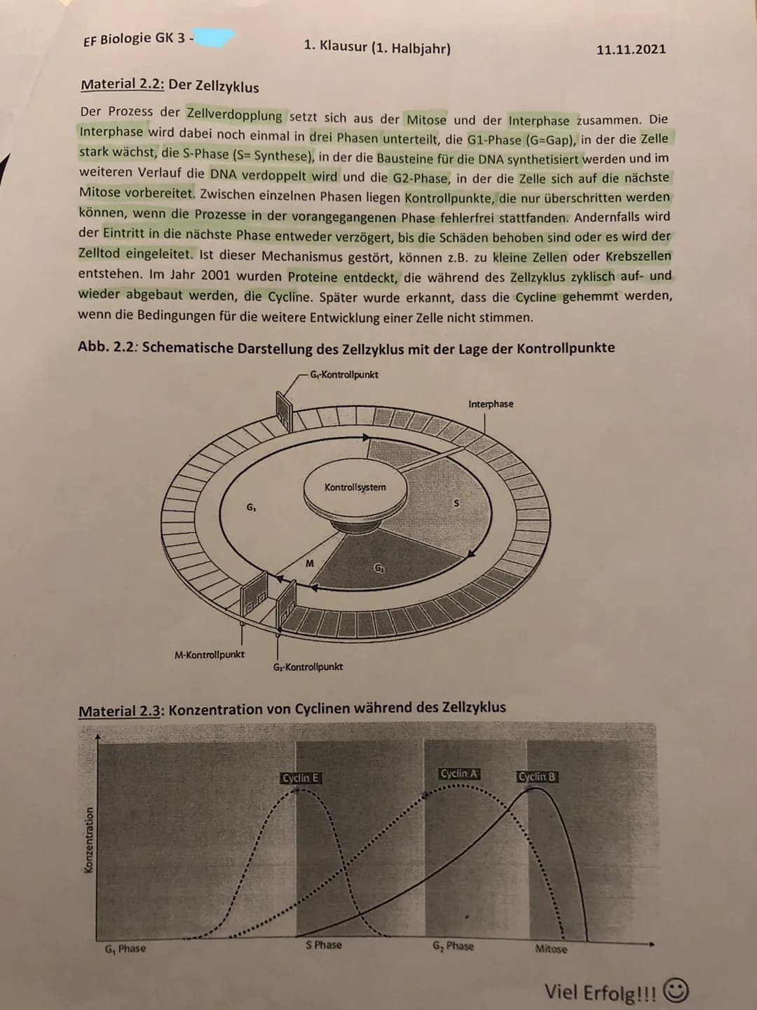 Name des Schülers/der Schülerin
## Aufgabe 1: Zellorganellen und Zellaufbau
Erwartungen
Der Schüler/Die Schülerin...
1.1 ...beschriftet d