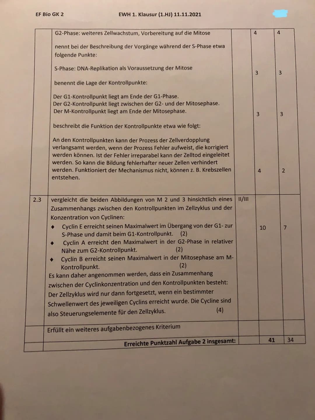 Name des Schülers/der Schülerin
## Aufgabe 1: Zellorganellen und Zellaufbau
Erwartungen
Der Schüler/Die Schülerin...
1.1 ...beschriftet d