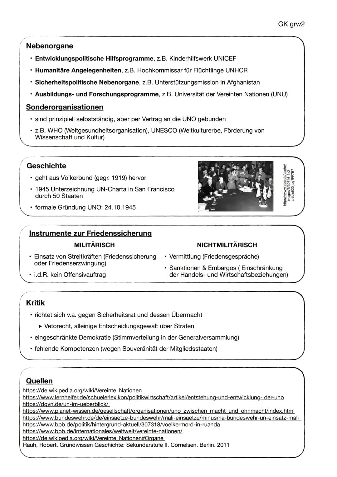 <p>Die Vereinten Nationen, auch als United Nations Organisation (UNO) bekannt, sind eine internationale Organisation. Ihre Hauptbereiche um