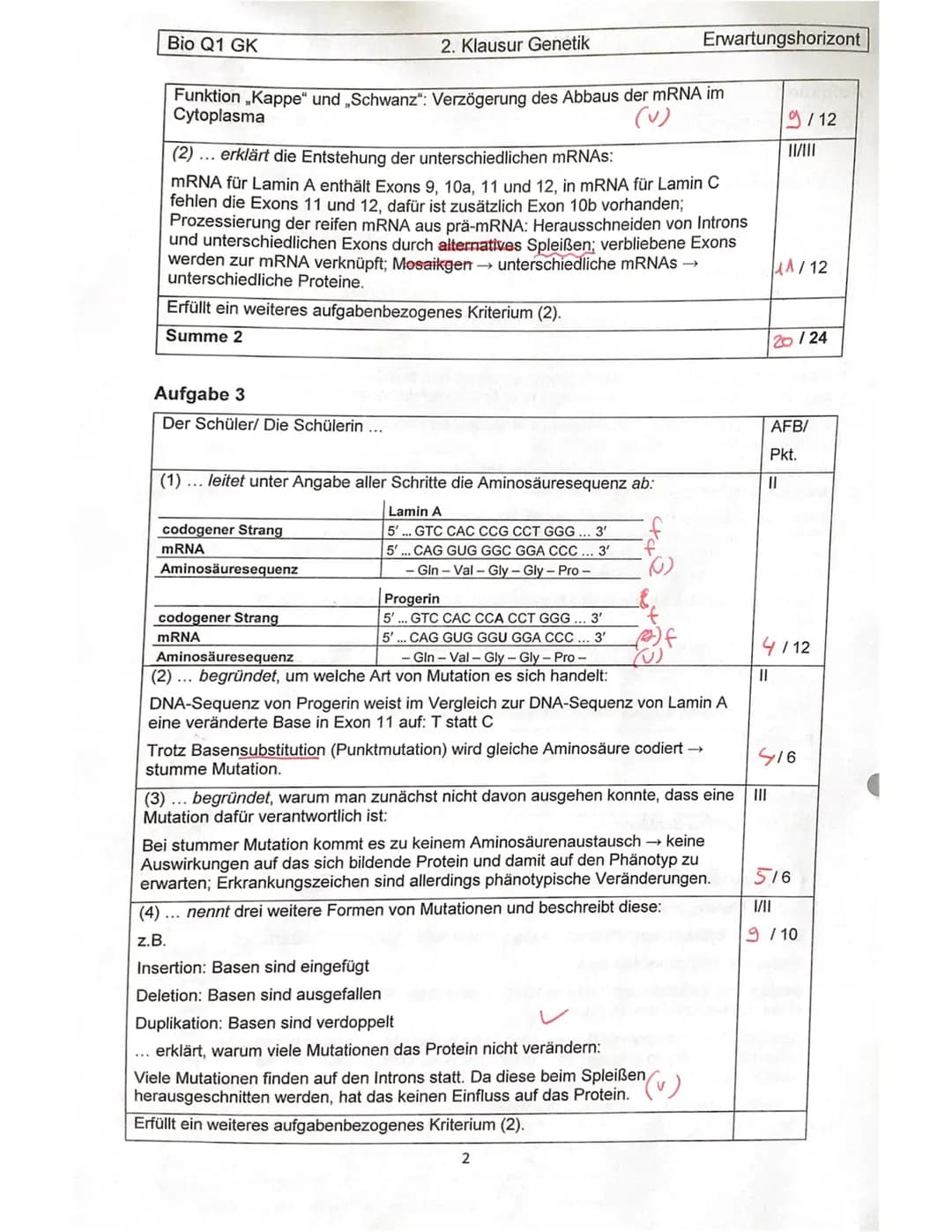 # Bio Q1 GK
# 2. Klausur Genetik
# Erwartungshorizont
## Aufgabe 1
Der Schüler/ Die Schülerin...
Name:
AFB/
Pkt.
VII
... beschriftet die