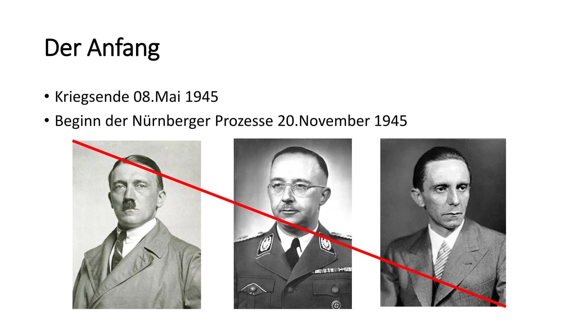 Nürnberger Prozesse
Leitfrage: Warum waren diese so bedeutend? # Der Anfang
* Kriegsende 08.Mai 1945
* Beginn der Nürnberger Prozesse 20.Nov