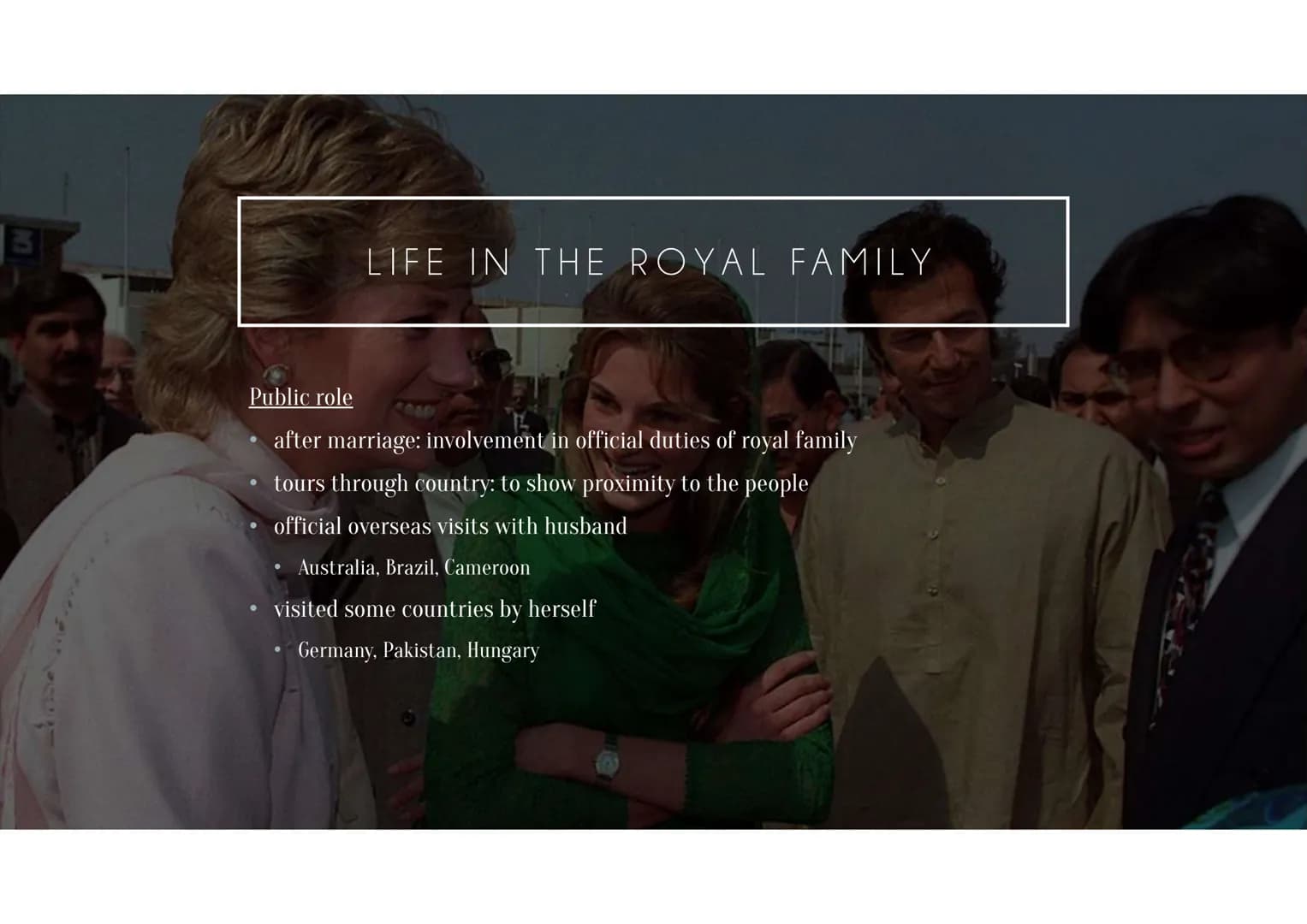 LADY DIANA - THE “PEOPLE'S
PRINCESS“
Luise C. Hamsch STRUCTURE
* General information
* Early life
* Wedding to Prince Charles
* Life in the